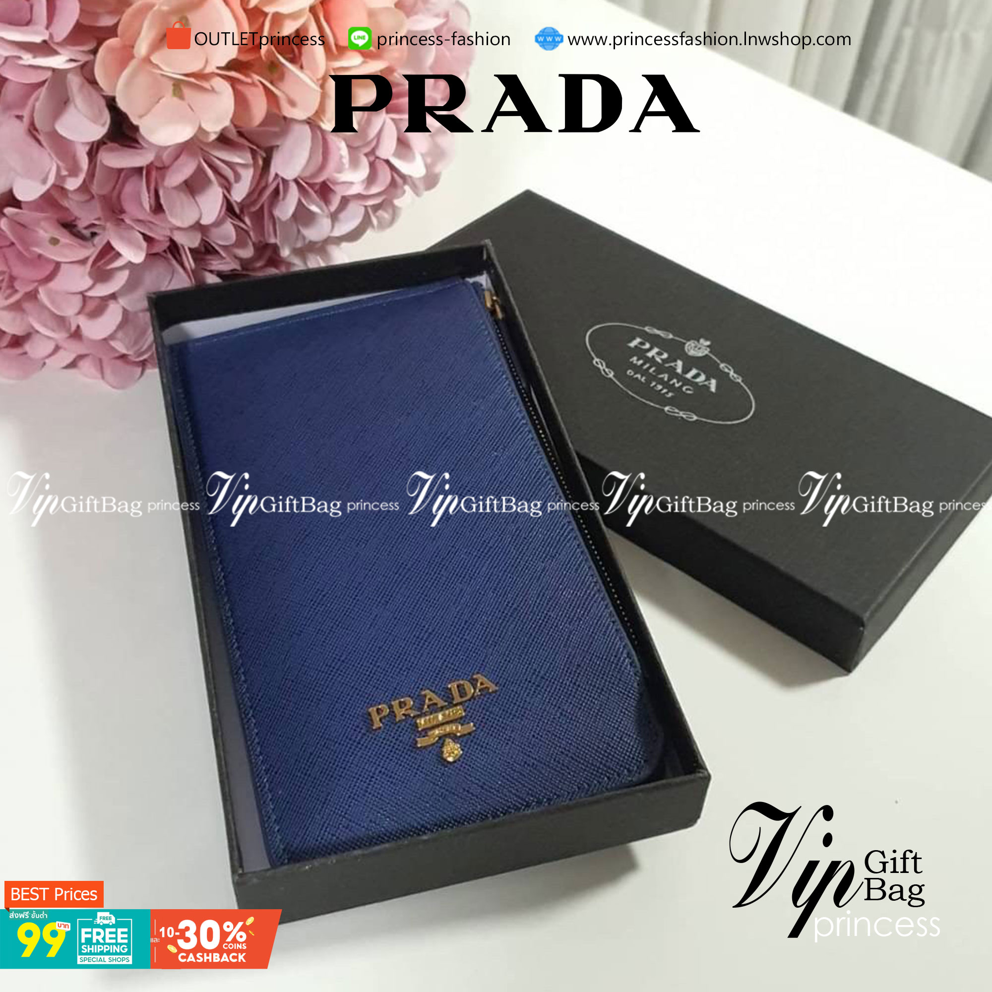 รุ่นขายดีเว่อร์วัง♡♡ PRADA LONG WALLET *สำหรับคนชอบใส่บัตรเยอะ แนะนำรุ่นนี้คะ กระเป๋าสตางค์ทรงสวย สะดุดตา หนังสัมผัส Safiano จากแบรนด์ PRADA มีช่องใส่นามบัตรมากถึง 16 ช่อง ด้านหน้ามีโลโก้แบรนด์สีทองหร