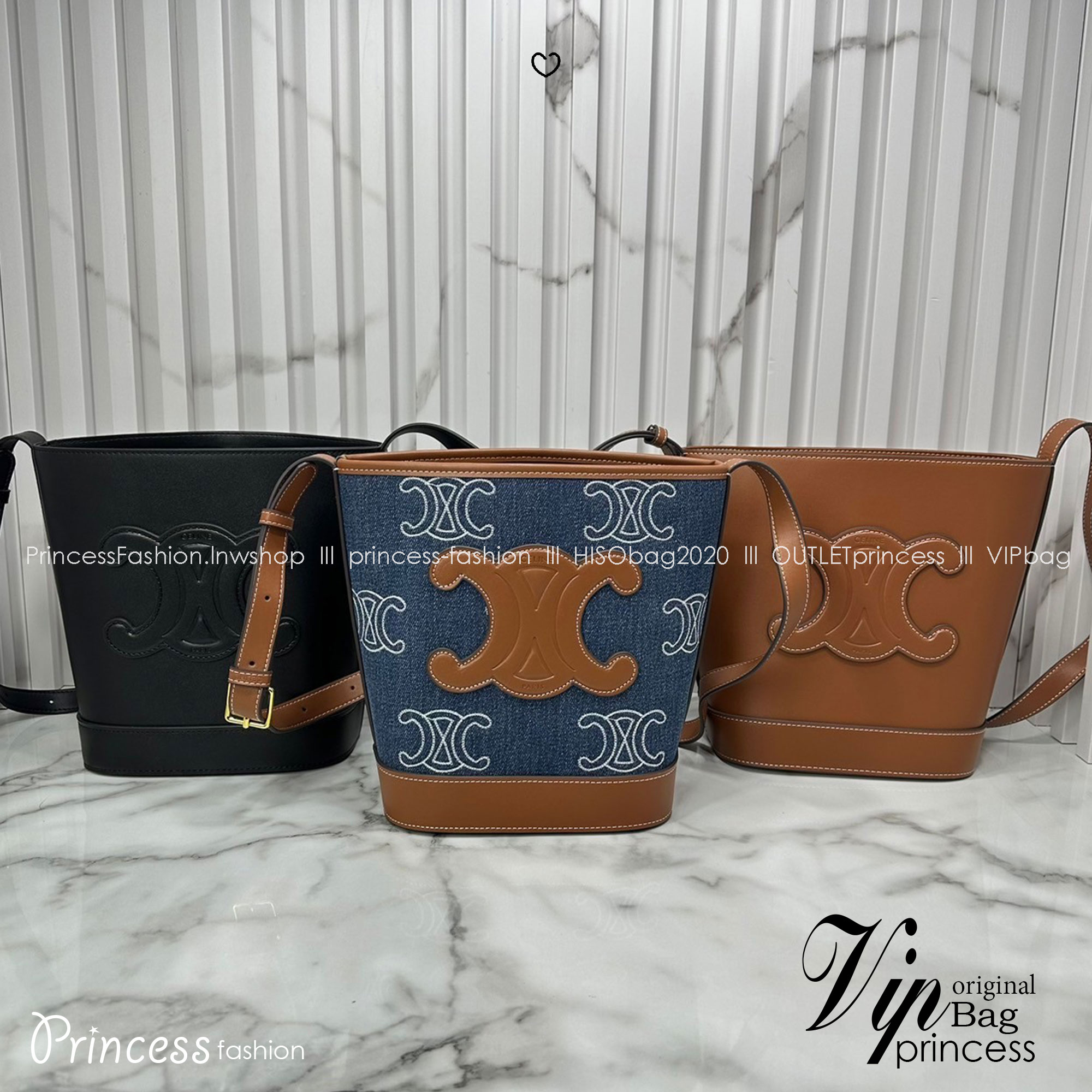 CELINE BUCKET CUIR TRIOMPHE bag in denim with full Triomphe กระเป๋าสะพายทรงบัคเก็ตเดนิม ปักลายแบรนด์สีขาวสวยโดดเด่น พิเศษพร้อมใบลูกสะดวกใช้งาน รุ่นฮิตข้ามปี งานสวยเรียบหรู ผู้ดีไปอีก