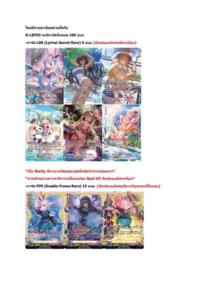 Pre เริ่มส่ง 5 พ.ย 2568 แวนการ์ด Overdress VGT-D-LBT03 Lyrical Booster Pack 03 1กล่อง 20ซอง (VGT-D-LBT03)