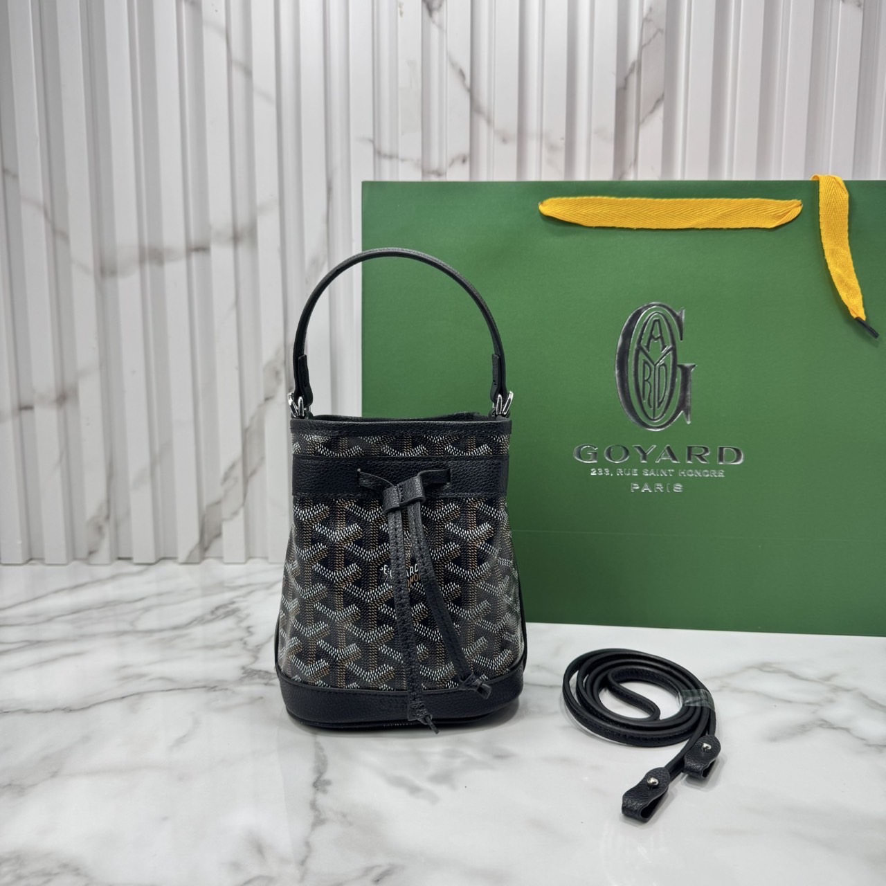 RI หนังแท้ | Goyard Petit Flot Mini bucket bag กระเป๋าสะพายทรงบัคเก็ต ไซส์มินิ ดูผู้ดีในตัว วัสดุหนังแคนวาสพิมพ์ลายสวยคม