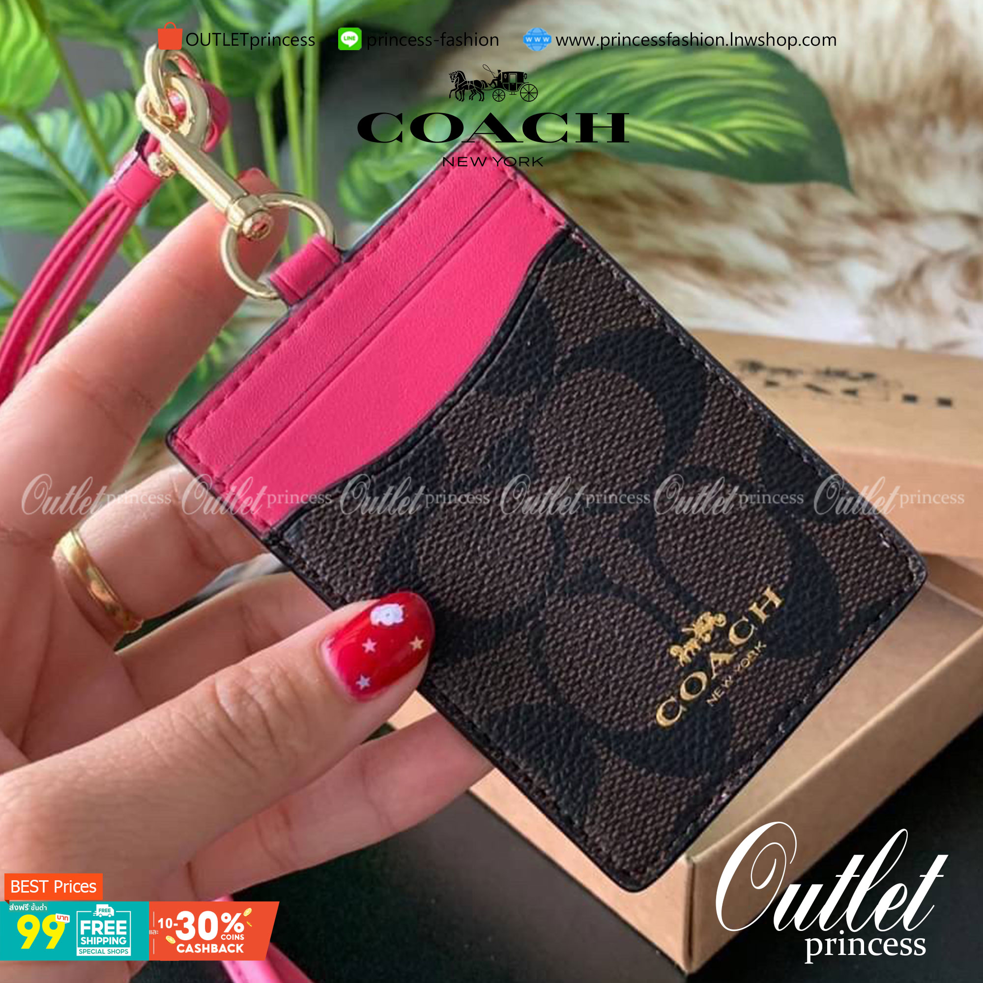 COACH F63274 ID LANYARD IN SIGNATURE COATED CANVAS กระเป๋าใส่บัตรคล้องคอ ลาย C ทั้งใบ ด้านหน้าตกแต่งชื่อแบรนด์ สวยมากกก ใส่บัตรพนักงาน และบัตรต่างๆ มาพร้อมสายคล้องคอ สายถอดออกได้ ตัวกระเป๋ามี 3 ช่องค่ะ