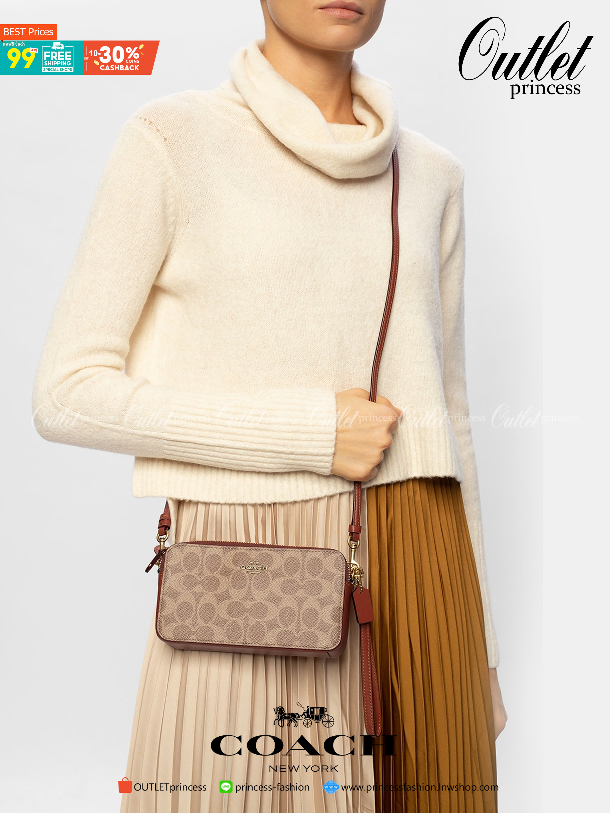 COACH KIRA CROSSBODY IN SIGNATURE CANVAS (COACH F89399)🍁เหมาะมือมาก หยิบใช้ง่ายสบายเลย🌈//รุ่นนี้ จะถือ จะคล้องมือ สะพายคลอสบอดี้ ได้หลายลุค จัดวางตามต้องการได้เลย // มีสายคล้องมือ และสายยาว สามารถถอดได้ทั้ง 2 สาย //เปิด-ปิดด้วยซิป มี2 ช่อง