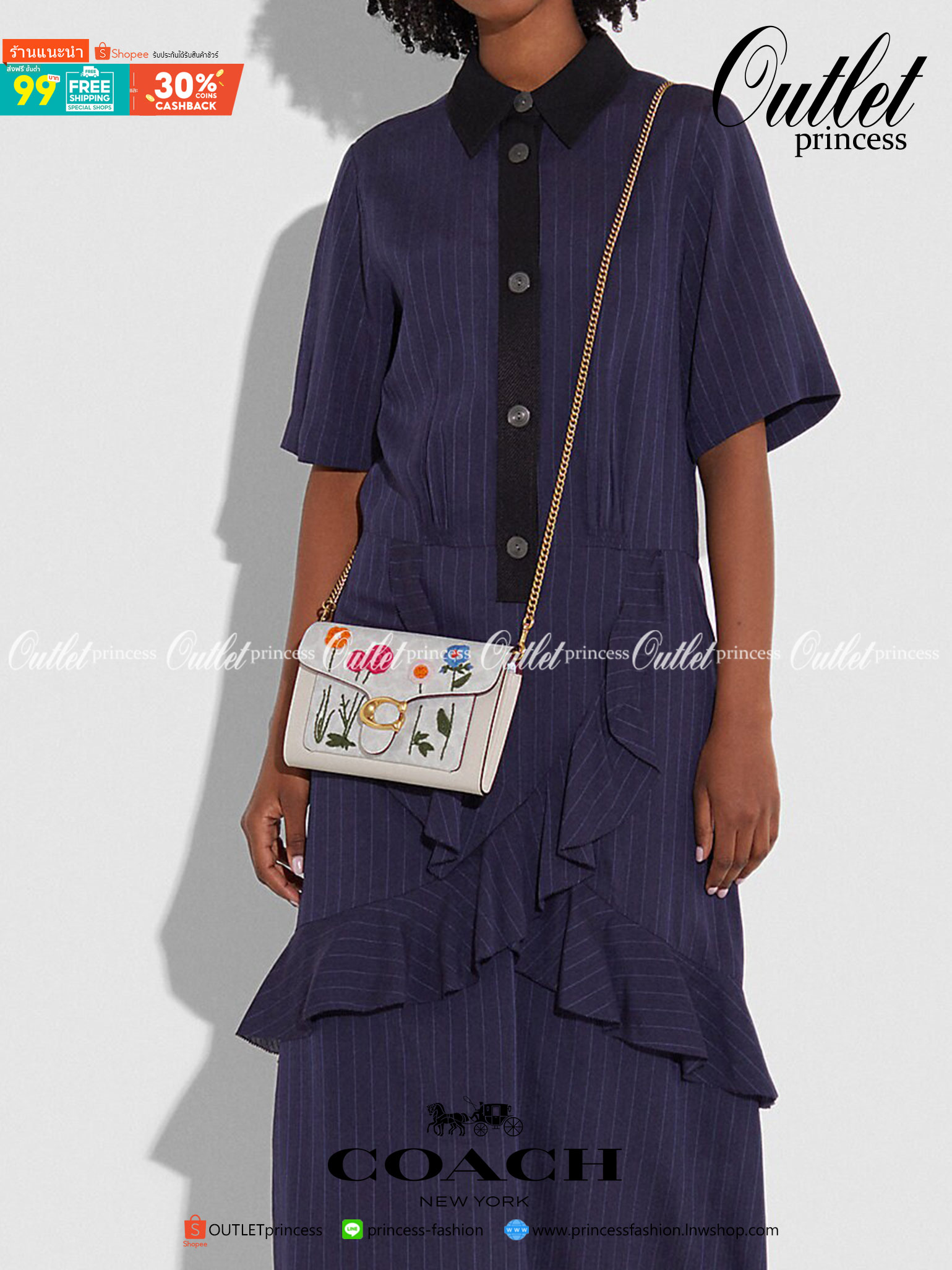 COACH Tabby Chain Clutch In Signature Canvas With Floral Embroidery C806 กระเป๋าสะพายข้าง หรือถือแบบคลัทเก๋ๆออกงานได้เลยค่ะ วัสดุหนังแท้ หนังนิ่มมือ บอกเลยต้องหลงรักแน่ๆค่ะ💕 คอลเลคชั่นปังๆ มาพร้อมเสิร์ฟจ้า ดีไซน์ปักลายดอกไม้ สีสันสดใส เปิดปิดกระเป