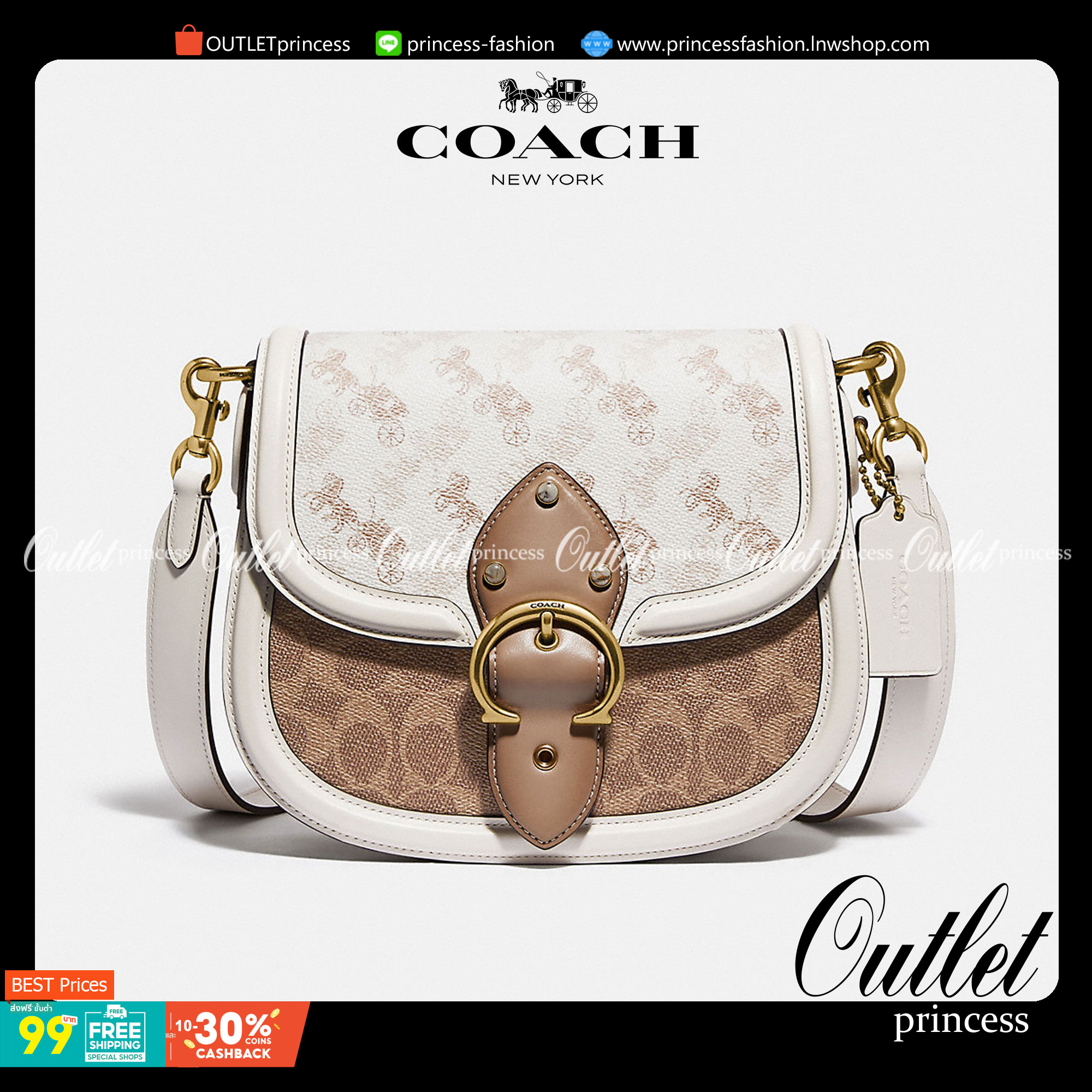 COACH C0749 BEAT SADDLE BAG WITH HORSE AND CARRIAGE PRINT สีหายาก ละมุนคุณหนู คอลเลคชั่นใหม่ ดีไซน์หรูหรา พิเศษมากๆมาพร้อมสายสะพาย 2 เส้น ใช้คู่กันหรือแยกสะพายก็สวยครบสูตร กระเป๋าสะพายทรง saddle คลาสสิค เปิด-ปิดด้วยกระดุมแน่นหนา ภายในเป็นช่องโล่ง ใส่ของได