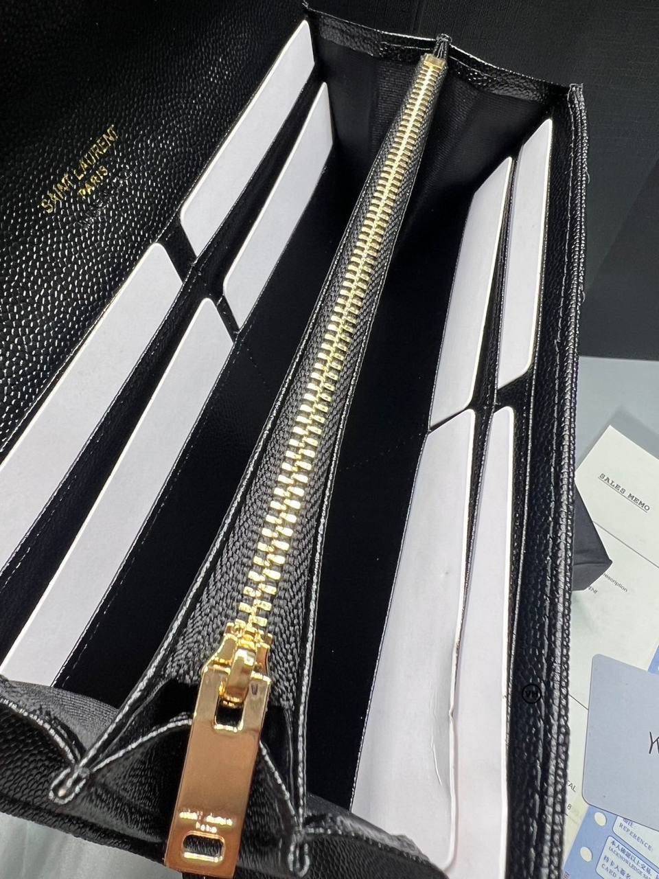 ORI หนังแท้ | YSL CASSANDRE MATELASSE large flap wallet / YSL Long Wallet กระเป๋าสตางค์ใบยาวแบบมีฝาปิดกระดุมแป๊ก