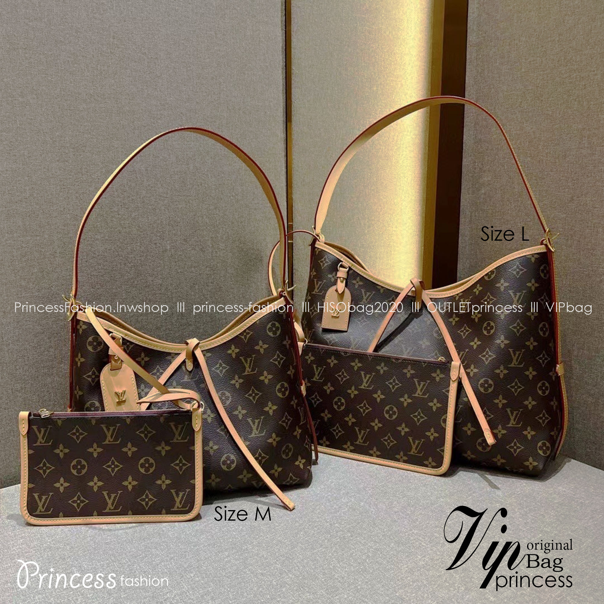 CarryAll PM handbag in Monogram / LV Tote Shopping Bag พร้อมส่ง กระเป๋าถือแคนวาสแต่งขอบหนังแคนวาสอย่างดี ผสานเสน่ห์สวยงามเข้ากับดีไซน์ที่รับกับสรีระให้คุณพกพาไปได้ทุกที่