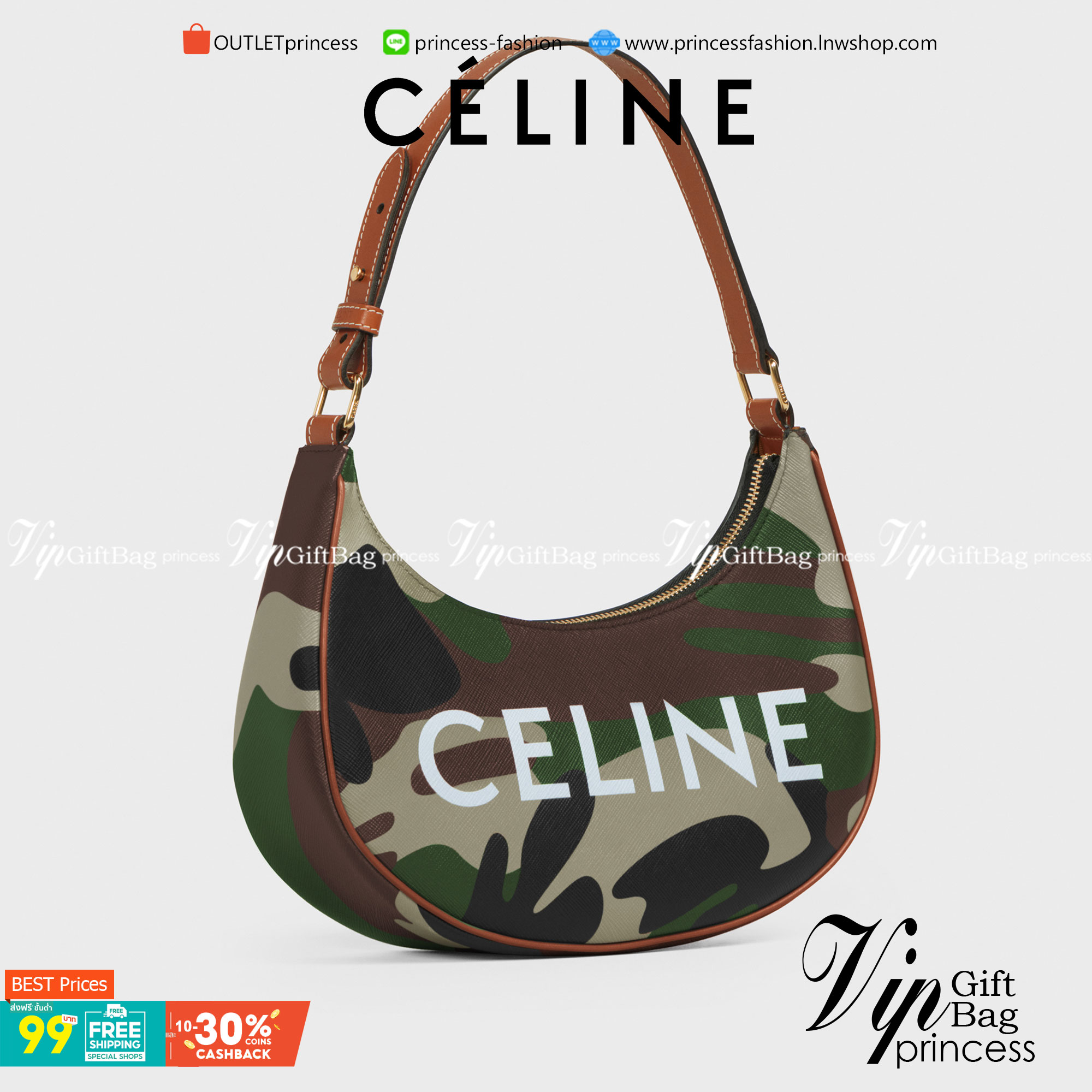 VIP 】Celine Ava Bag In Canvas With Camouflage And Celine Print รุ่นนี้ออกแนวสายลุยแต่ยังคงความคลาสสิกทั้งลายที่แสนโดดเด่น และสายแบบเข็มขัดก็เข้ากันได้ดีสุด ๆลวดลายcamo แบบสะดุดตา การใช้งานไม่ซับซ้อน ตอบโจทย์สำหรับหากสาว ๆ คนไหนที่กำลังมองหากระเป๋าสะพายไหล