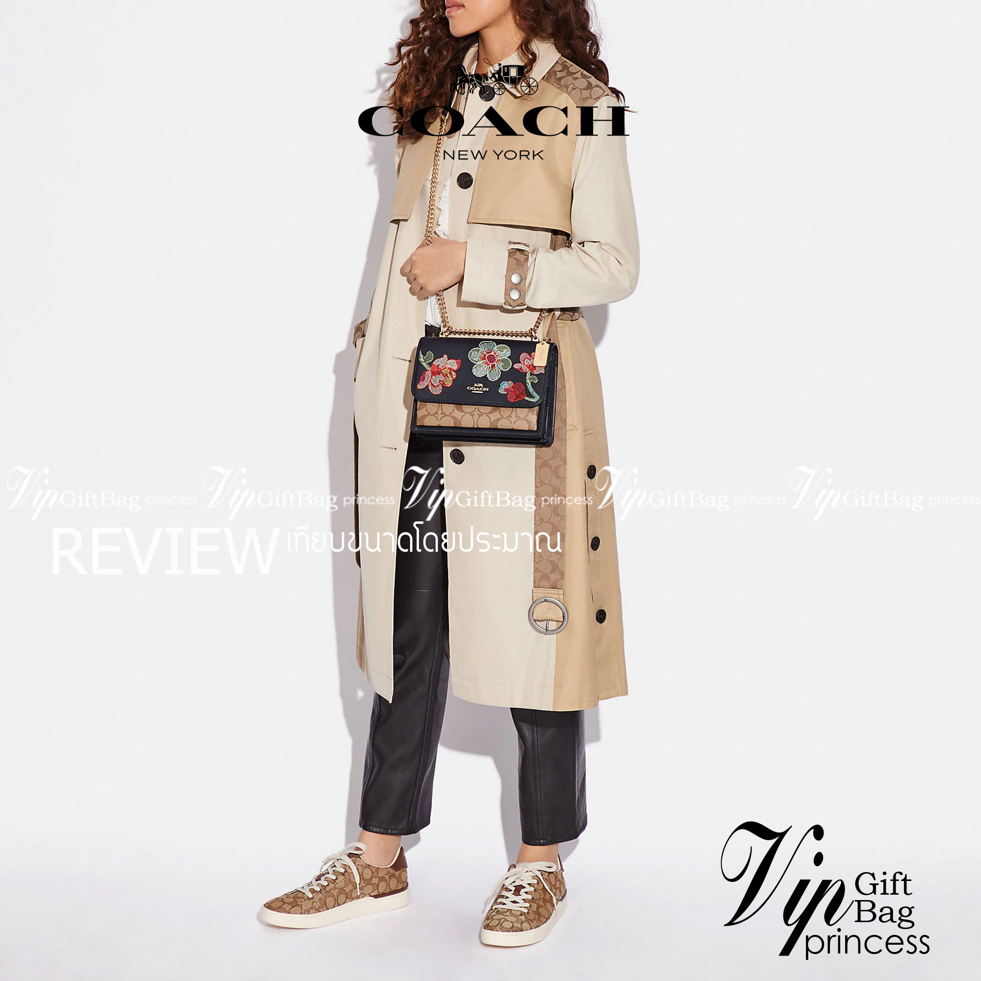 COACH C9230 KLARE CROSSBODY IN SIGNATURE CANVAS WITH FLORAL EMBROIDERY น้องใหม่คอลล่าสุด กับกระเป๋าสะพายข้าง โทนสีละมุนลูกคุณหนู ดีไซน์ปักดอกไม้เพิ่มลูกเล่น ให้ดูแพง วัสดุผนังแคนวาสสลับหนังแท้ สายสะพายโซ่สลับหนัง สะพายยังไงก็ขับผิว เปิด-ปิดด้วยกระดุมแม่เห