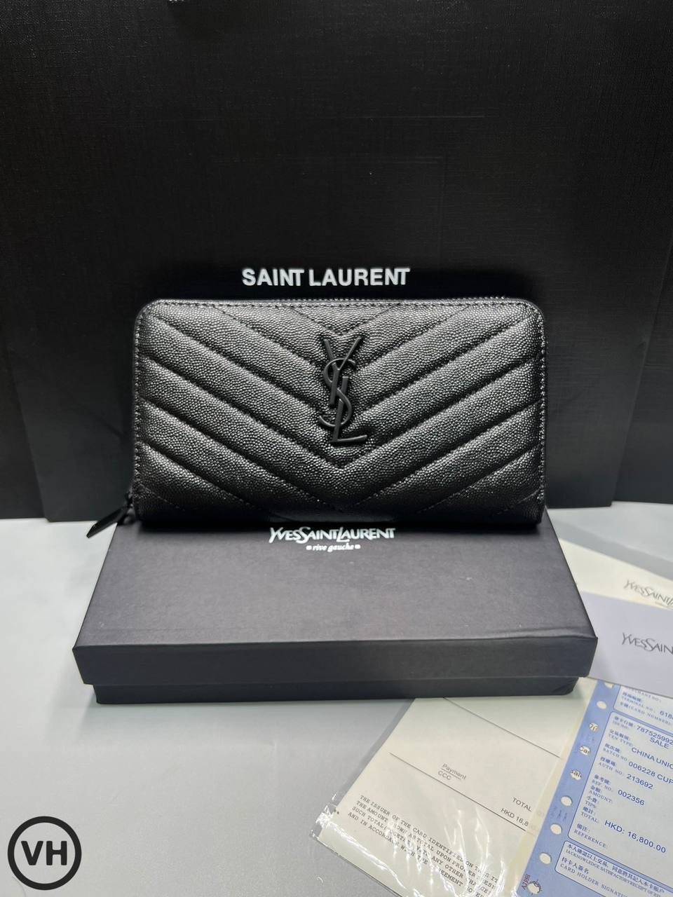ORI หนังแท้ | YSL zip around wallet / YSL Long Wallet กระเป๋าสตางค์ใบยาวซิปรอบ 🤍 เกรดออริจินอล