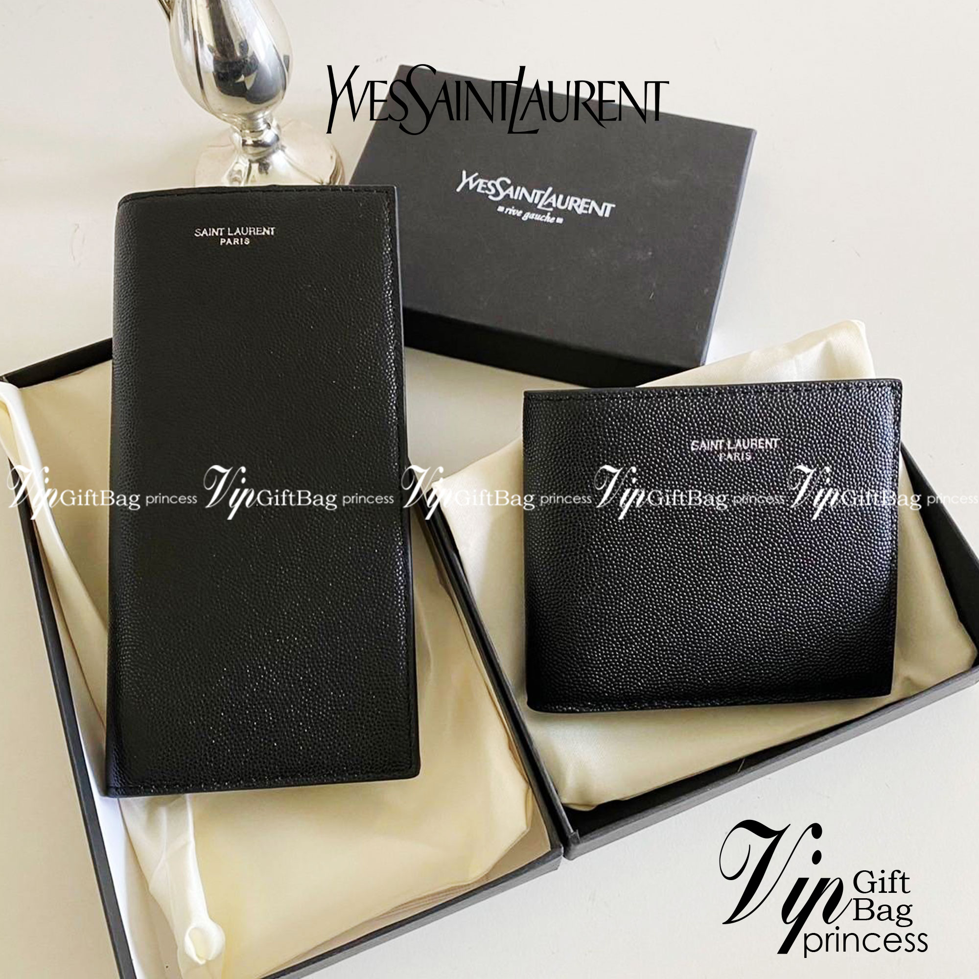 หนังแท้ Yves Saint Laurent YSL Wallet / YSL Long Wallet กระเป๋าสตางค์ผู้ชายใบสั้น/ยาว ใช้งานง่าย เรียบแต่หรู หนังอัดลายคาเวียร์มีช่องใส่การ์ดได้เยอะ งานหนังแท้ทั้งใบ ภาพสินค้าถ่ายจากงานขายจริง ใช้งานต่างประเทศได้