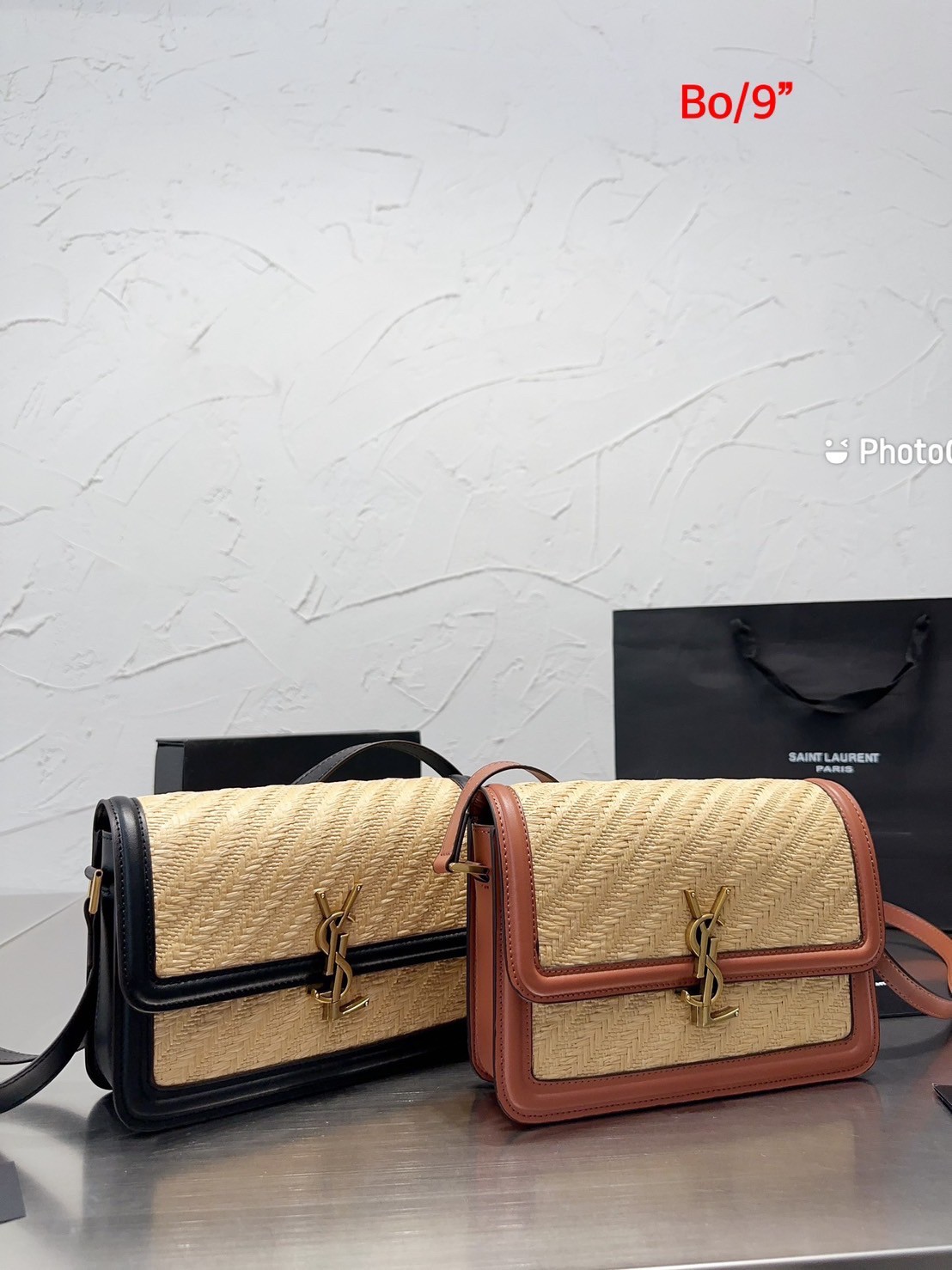 Medium Solferino raffia crossbody bag 9" / YSL SOLFERINO BAG / Solferino Natural Bag พร้อมส่งที่ไทย กระเป๋าสะพายทรงสี่เหลี่ยม ทอด้วยวัสดุธรรมชาติ สวยหรูอยู่ทรง เปิดปิดด้วยฝาปิดโลโก้แบรนด์อะไหล่ทอง