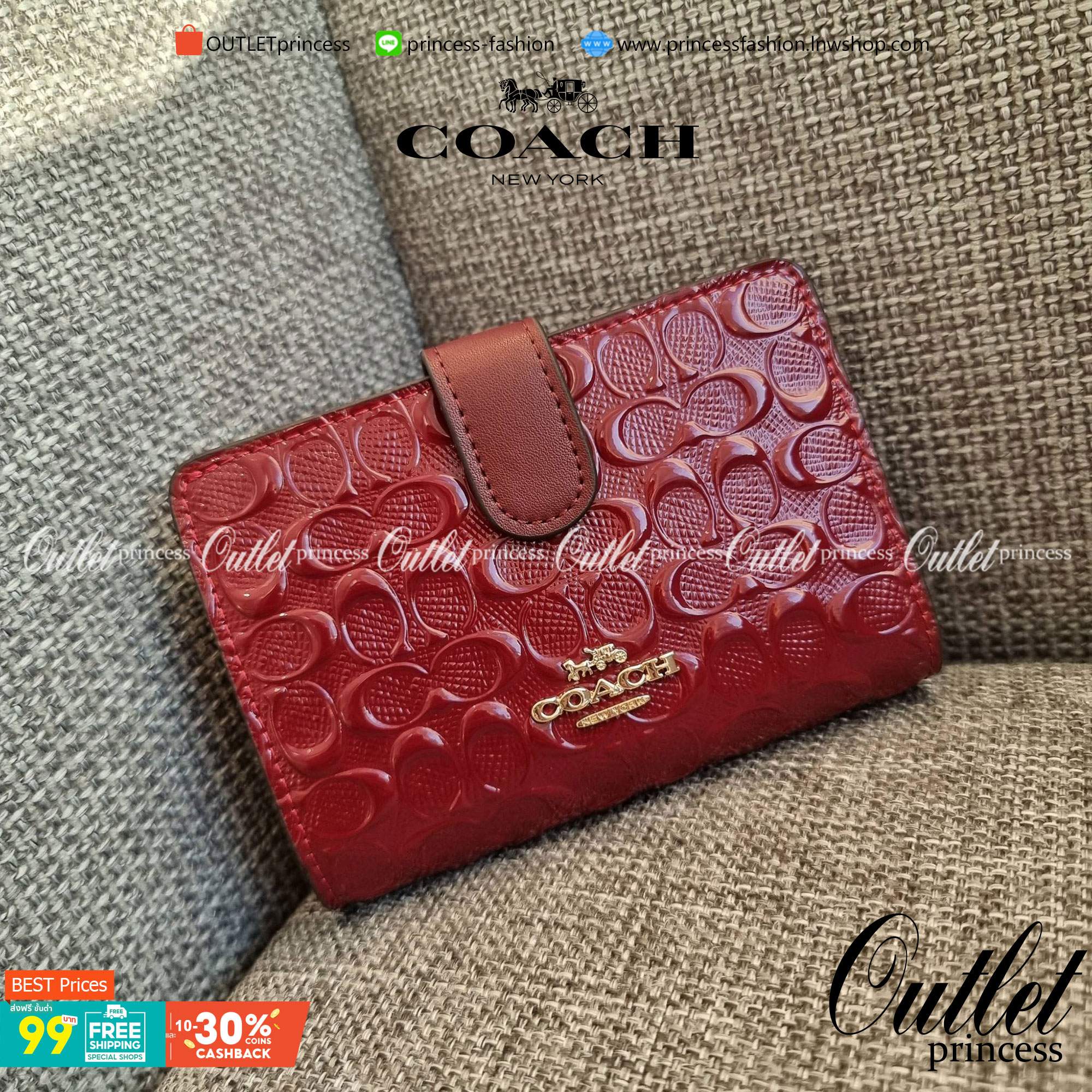 OUTLET 】COACH F25937 MEDIUM CORNER ZIP WALLET กระเป๋าสตางค์ใบกลาง 🔥 รุ่นหนังแก้วสุดฮอต!! สวยหรู ขนาดกำลังเหมาะมือ ดูดีดูแพงทุกสี มีช่องใส่บัตรและธนบัตรครบ และมีช่องแยกสำหรับใส่เหรียญ มาให้ครบเซ็ท พร้อมเสิร์ฟความสวยให้ถึงบ้านไปเลยจ้า