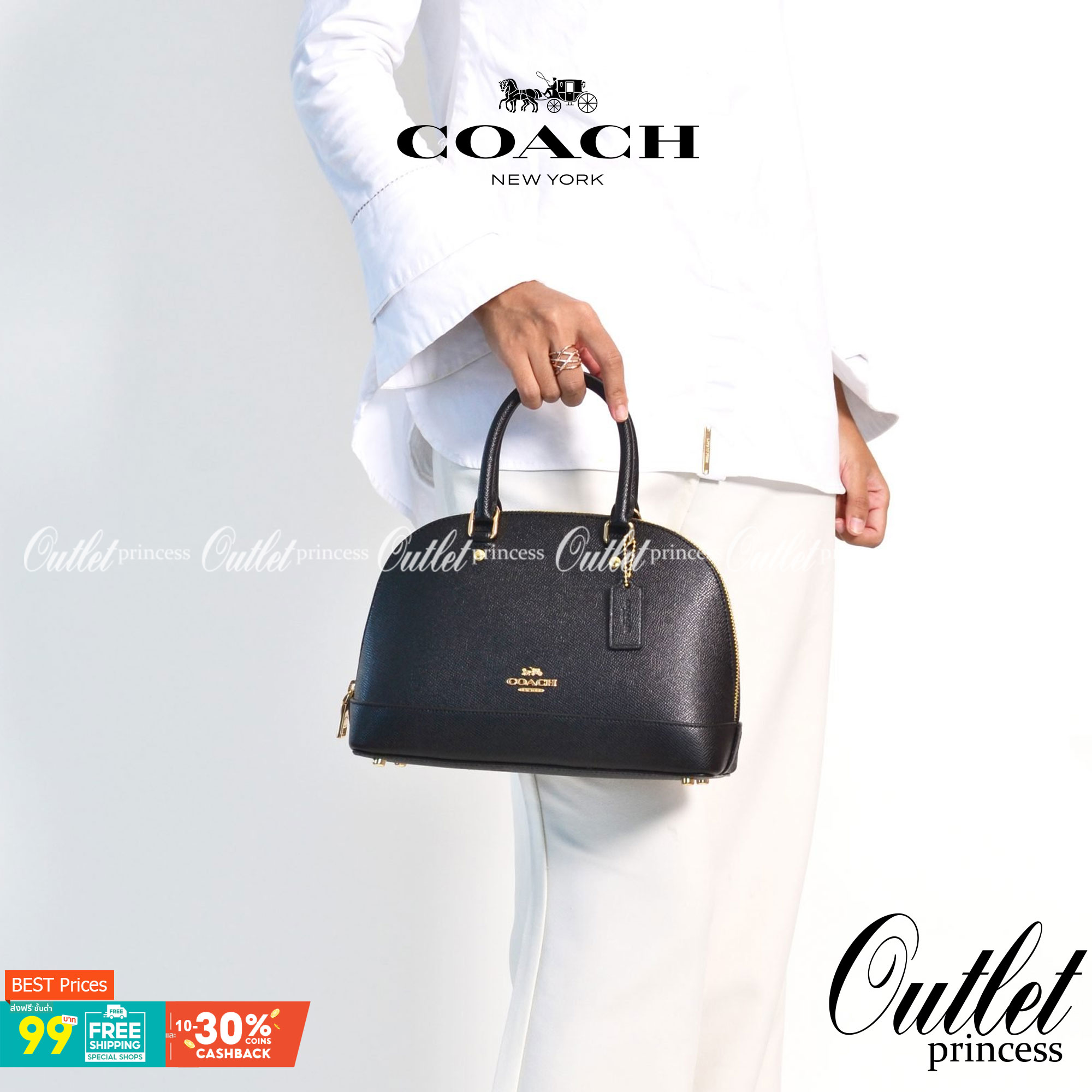 COACH F27591 MINI SIERRA SATCHEL กระเป๋าทรงโดมสุดคลาสสิค สีดำอมตะ ฮิตตลอดกาล มาพร้อมหูจับในตัวและสายสะพายครอสบอดี้ ที่จะคล้องแขนก็ได้อีกลุค หรือจะถือเก๋ๆก็เลิศ วัสดุหนัง crossgrain ทนทาน ดูแลรักษาง่าย ภายในโล่งกว้าง ใส่ของได้ครบไม่ต้องห่วง เป็นไอเท็มที่หา