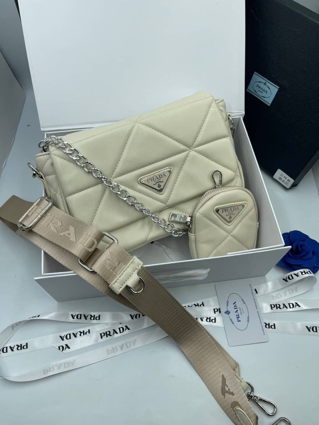VIP 】PRADA System nappa leather patchwork bag หนังแท้ พร้อมส่งที่ไทย 6 สี
