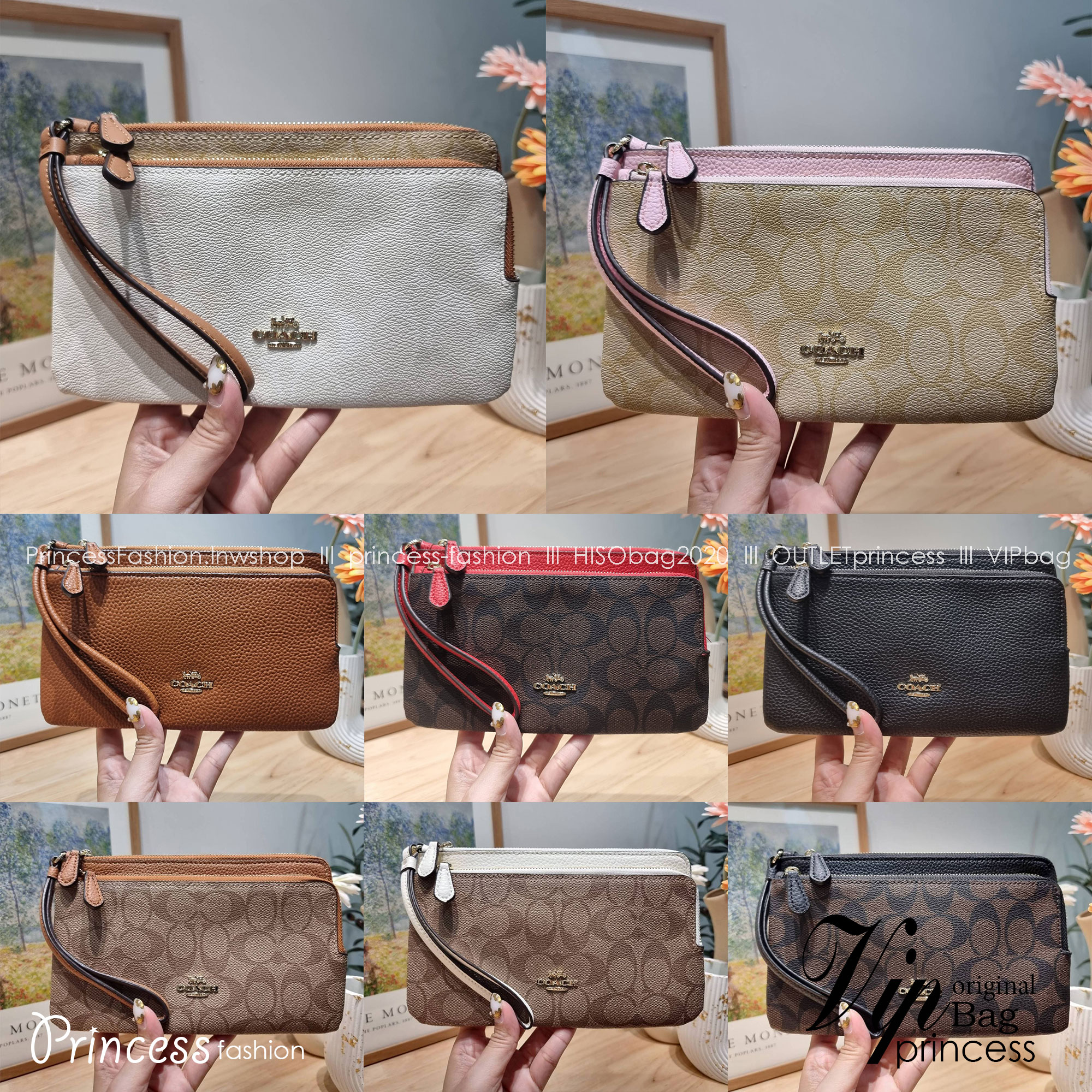 COACH DOUBLE ZIP WALLET IN SIGNATURE CANVAS / C5576 / C5610 / C7313 พร้อมส่ง 8 สี ใหม่ล่าสุด คอล 2023 กระเป๋าคล้องมือใบใหญ่ ดีไซน์ใหม่เล่นระดับ เพิ่มลูกเล่นและดีเทลให้ดูน่าใช้ยิ่งขึ้น