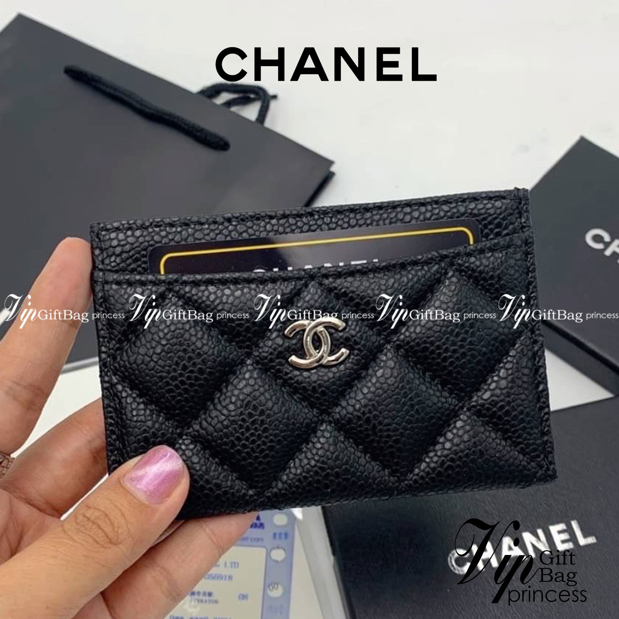 หนังแท้ CHANEL Card Holder กระเป๋าใส่บัตรแบรนด์หรู พร้อมส่งที่ไทย ภาพสินค้าถ่ายจากงานขายจริง ใช้งานต่างประเทศได้
