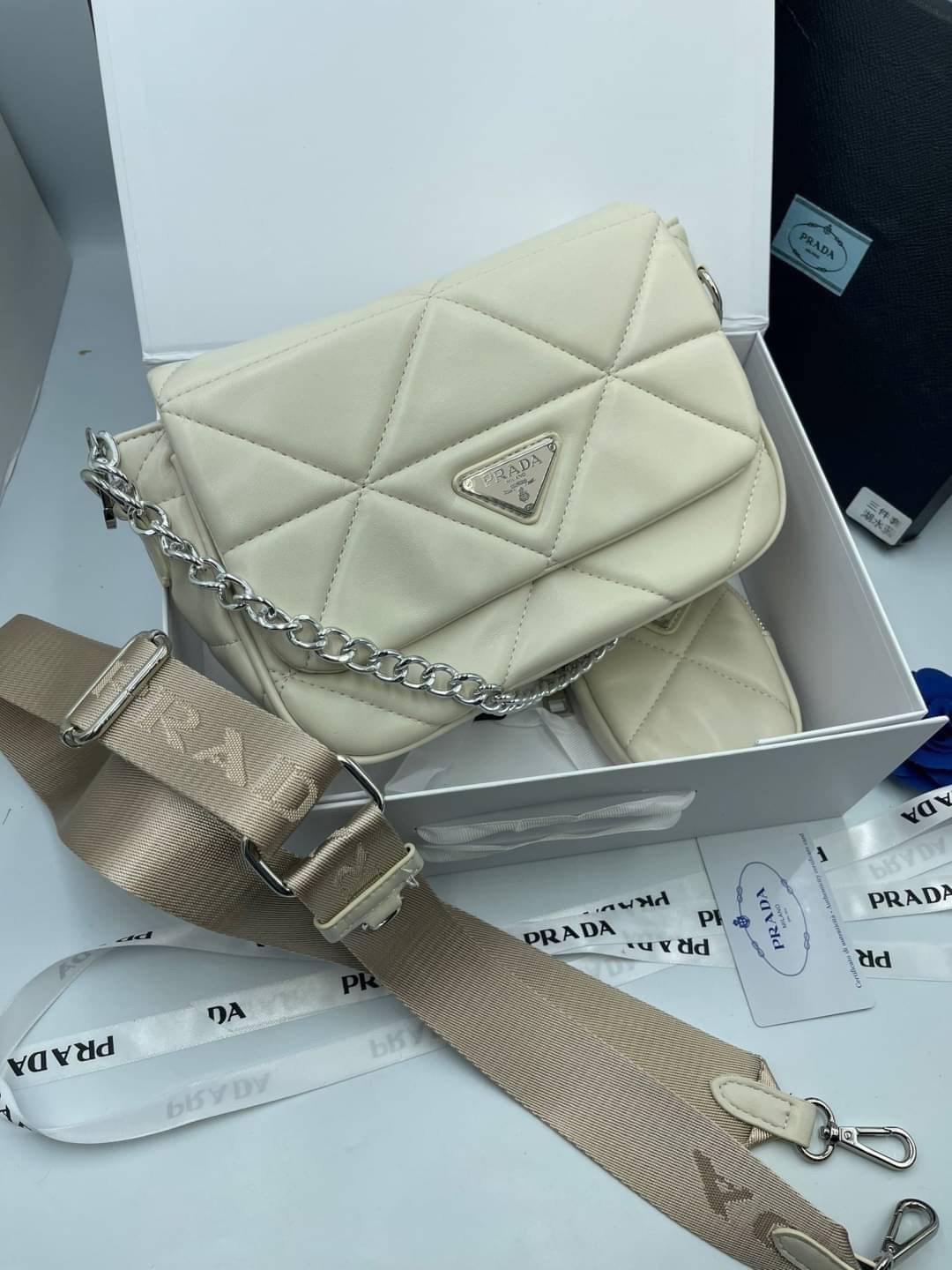 VIP 】PRADA System nappa leather patchwork bag หนังแท้ พร้อมส่งที่ไทย 6 สี