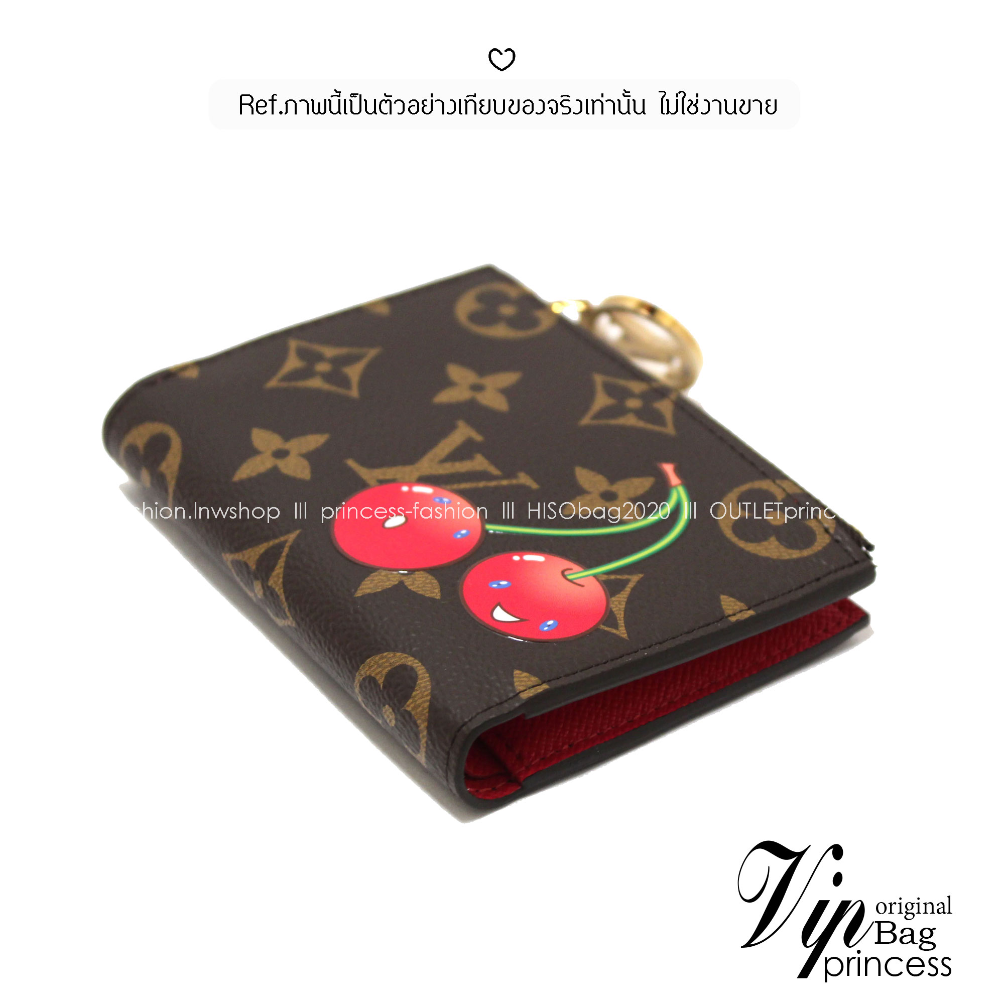 ORI หนังแท้ | LV x TM - Lisa Wallet Cherry Monogram กระเป๋าสตางค์ลิซ่า กระเป๋าสตางค์ใบเล็กรุ่น Lisa ดีไซน์ใหม่จาก Murakami กระเป๋าสตางค์เปี่ยมชีวิตชีวาและใช้งานได้หลากหลาย