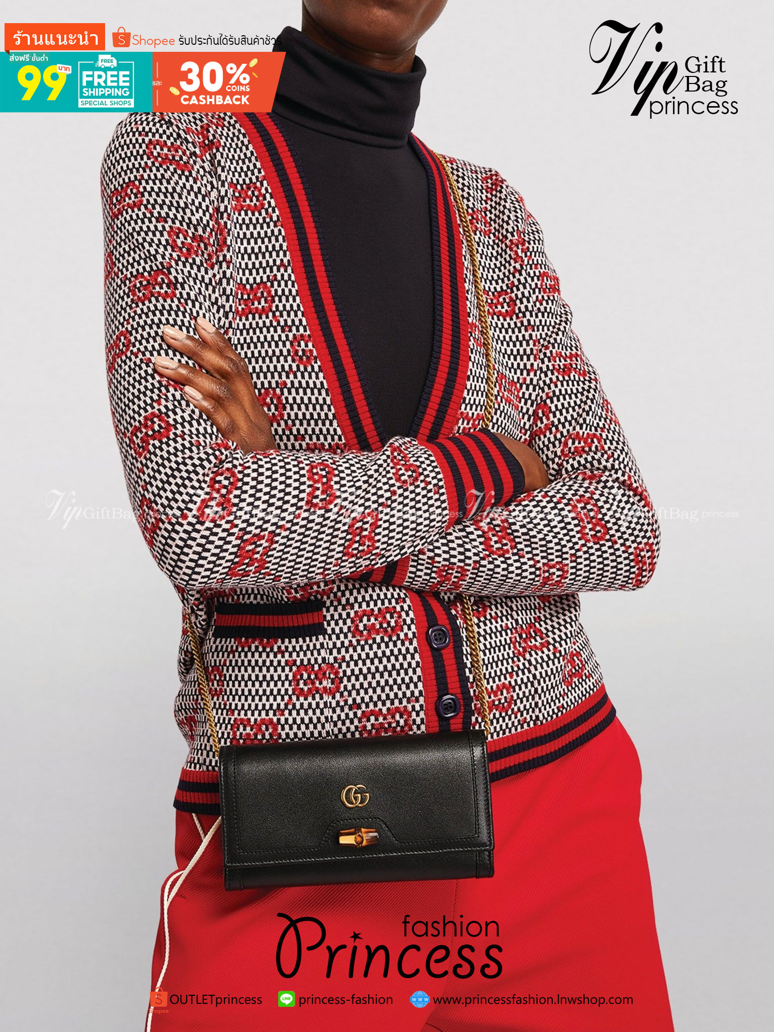 Gucci Diana chain wallet with bamboo / Gucci wallet Double G เกรดออริจินอล กระเป๋าสตางค์กุชชี่พร้อมสายโซ่ ภาพถ่ายจากงานขายจริง ใช้งานต่างประเทศได้