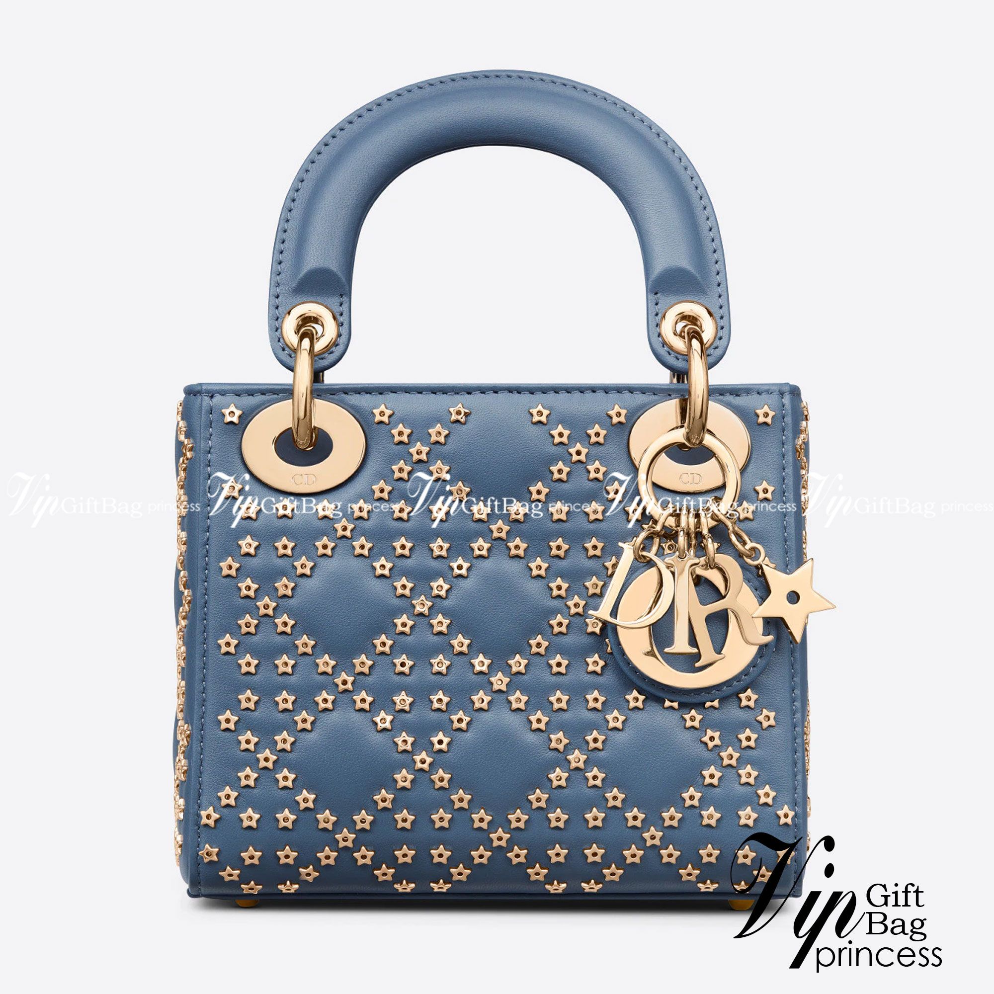Mini Lady Dior Bag Denim Blue Lucky Star Cannage Lambskin เกรดใช้งานสลับใบจริงได้ เทพออริจินอล เป็นรุ่นสั่งทำพิเศษ ภาพสินค้าถ่ายจากงานขายจริงใช้งานต่างประเทศได้