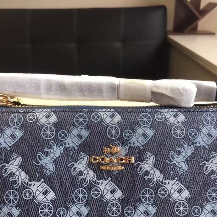 ของแท้ 💯% 】COACH TOP HANDLE POUCH HORSE AND CARRIAGE PRINT /crossbody/shoulder women bag