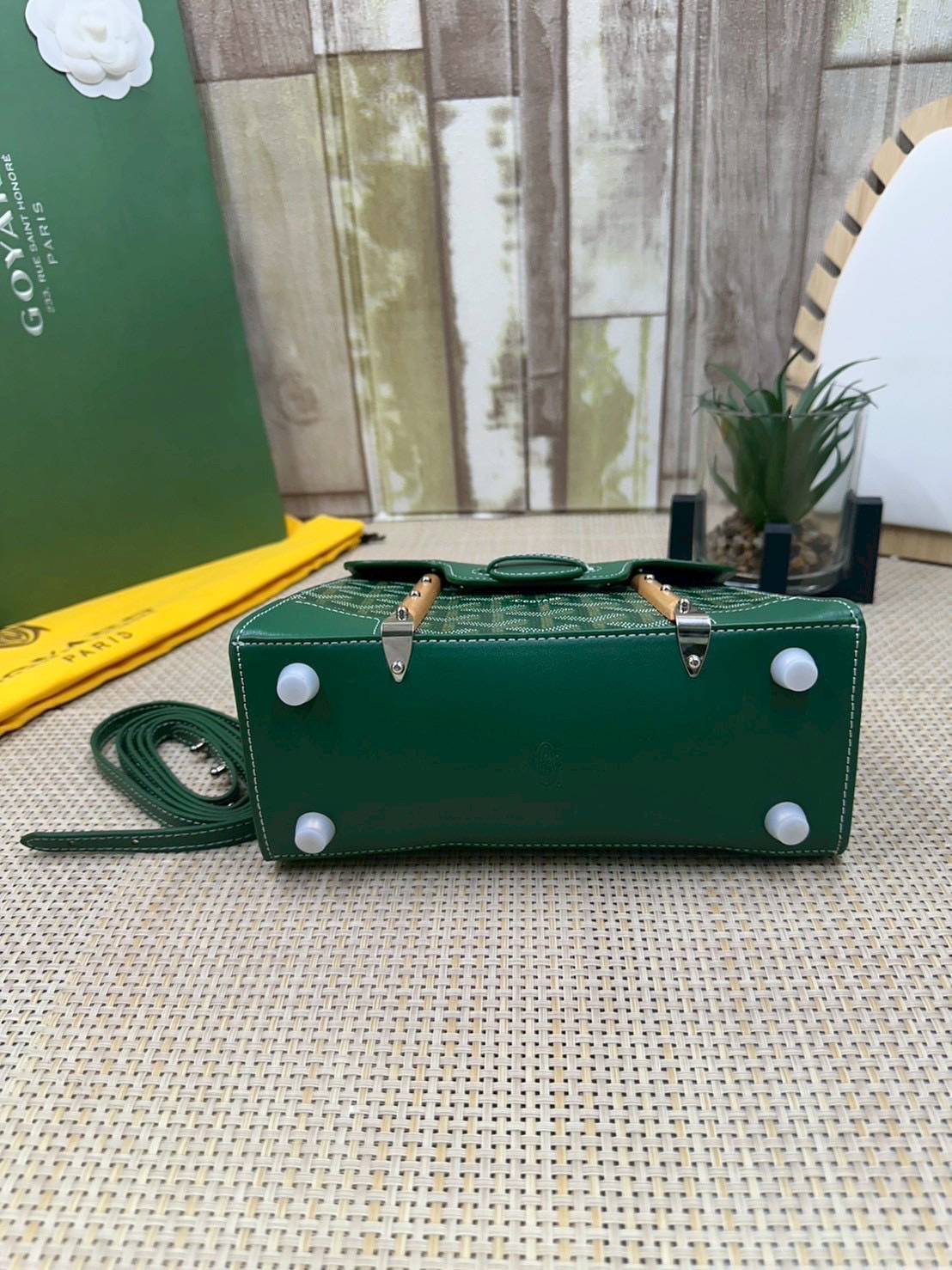 10 สี ORI หนังแท้ | GOYARD Saïgon Souple Mini Bag 20cm กระเป๋าถือ/สะพายดีไซน์หูจับไม้เป็นเอกลักษณ์ที่สวยหรูหราสง่างาม