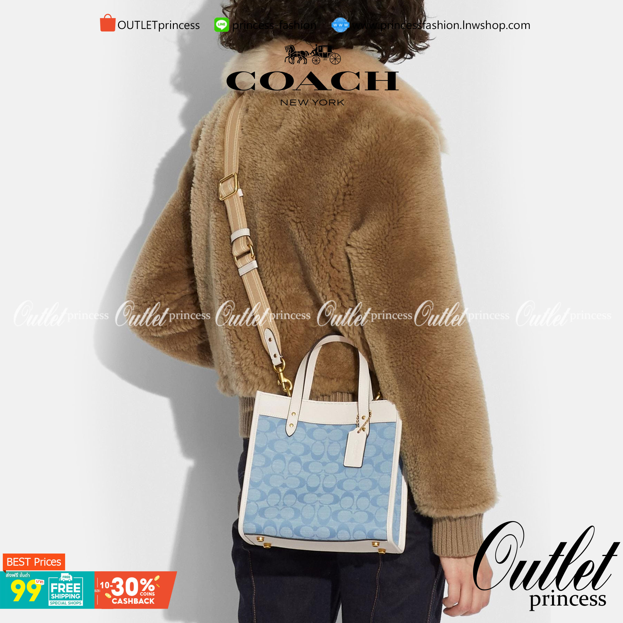 COACH Field Tote 22 In Signature Chambray C4692 คอลเลคชั่นใหม่ พร้อมส่งสีใหม่สุดปัง สวยคม ละมุนและมีความหรูในตัว กับกระเป๋าทรงโท้ท ไซส์กำลังสวย น่ารักน่าใช้ ฟังก์ชั่นการใช้งานสะดวกที่สุด มีทั้งสายคล้องในตัว และสายครอสบอดี้ วัสดุผ้า jacquard สลับหนัง pepbl