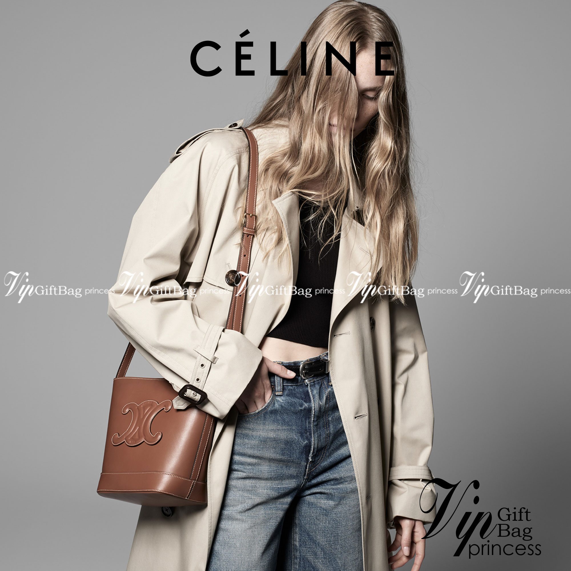 หนังแท้ CELINE SMALL BUCKET CUIR TRIOMPHE IN SMOOTH CALFSKIN / CELINE BUCKET BAG CUIR TRIOMPHE พร้อมส่งที่ไทย คอลเลคชั่นใหม่ ฮิตข้ามปี กับกระเป๋าสะพายทรงถัง ใช้งานง่ายที่สุด สายสะพายในตัว ปรับใช้ได้เลย วัสดุหนังวัว เรียบหรู ผู้ดีไปอีก โดดเด่นด้วยโลโก้เอกล