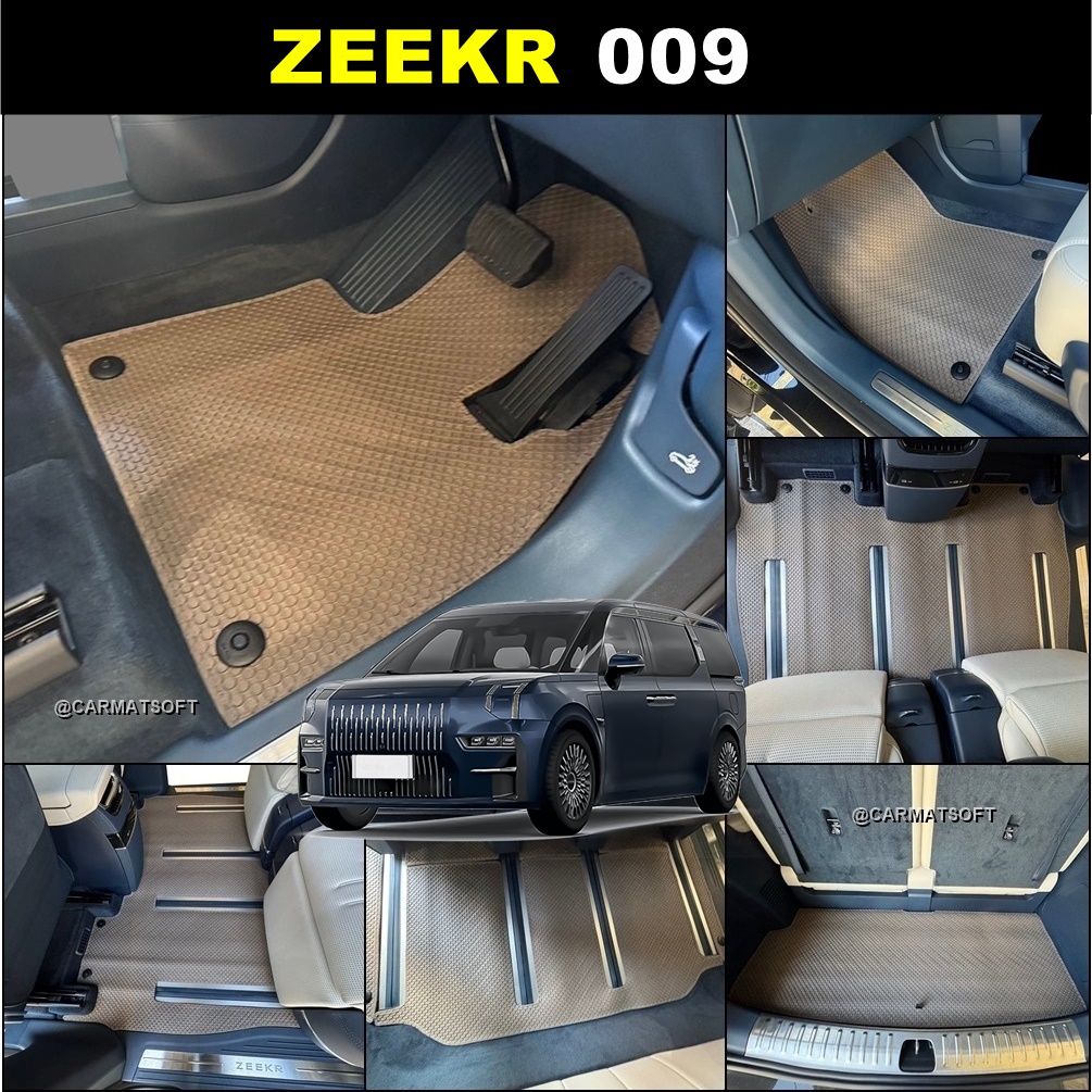 ยางปูพื้นรถยนต์ ZEEKR 009 พรมกระดุม ซีเคอร์ 009 สีน้ำตาล เข้ารูป ในรถ เต็มคัน