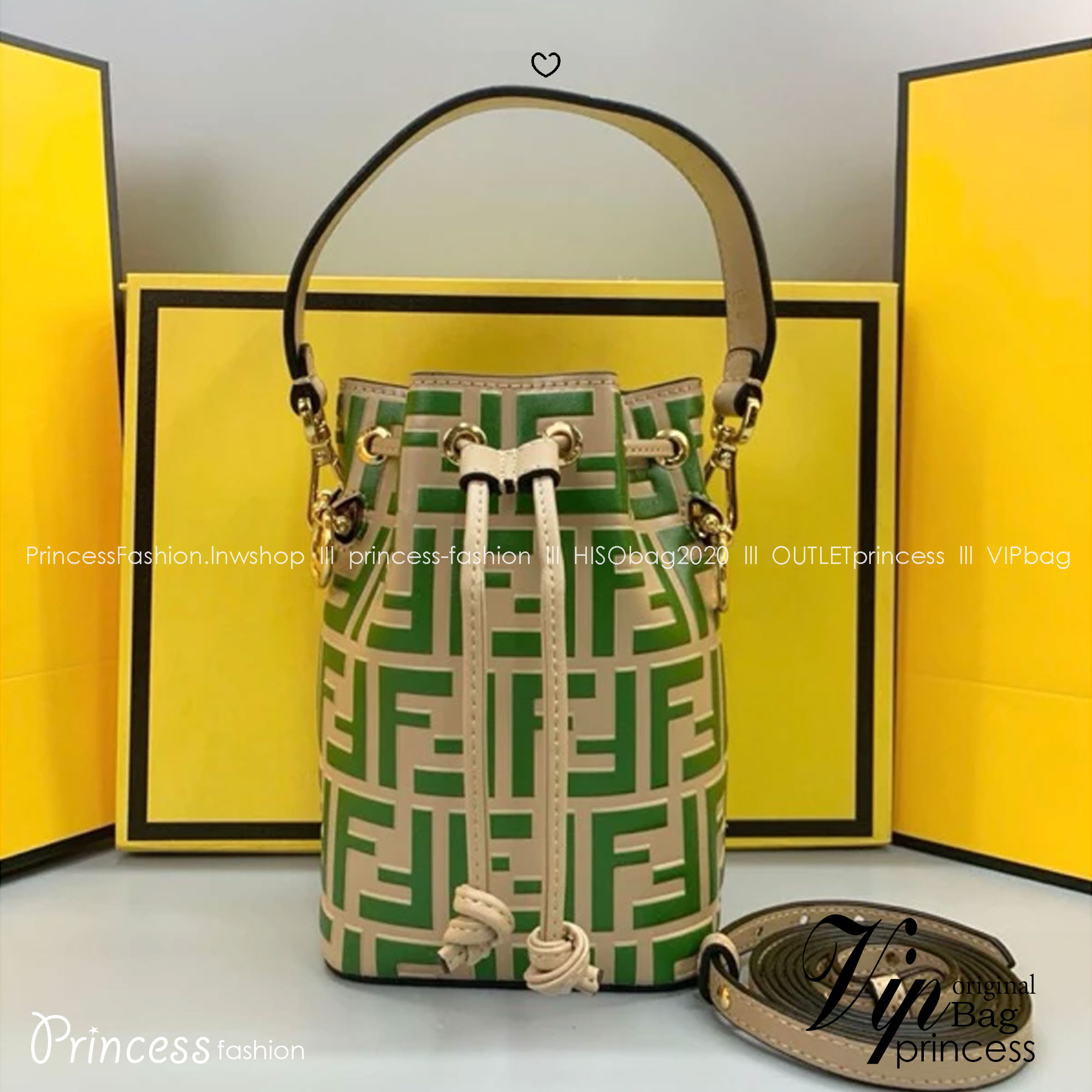 FENDI Mon Tresor Brown leather mini bag / FENDI Bucket Bag กระเป๋าสะพายทรงบัคเก็ต ไซส์มินิ รุ่นยอดนิยม