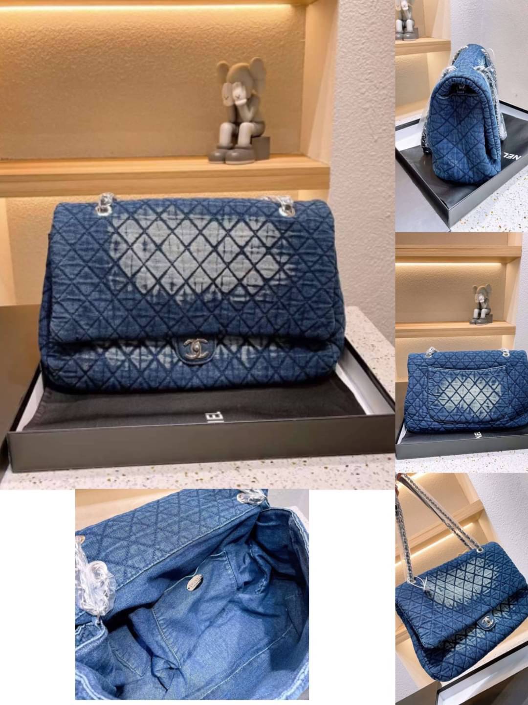 CHANEL Large Denim Flap Bag พร้อมส่ง 2 สี 16"