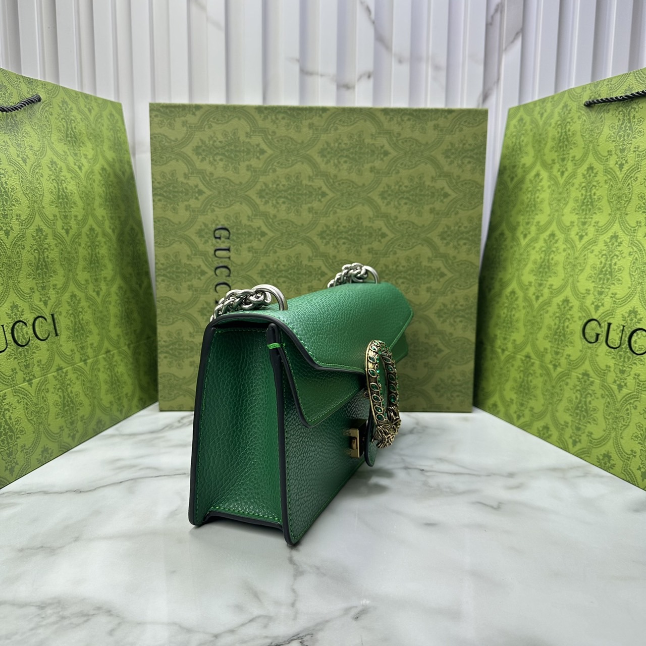 GUCCI DIONYSUS LEATHER SUPER MINI BAG กระเป๋าสะพายไดโอนิซูสหรูหราเป็นเอกลักษณ์ เกรดออริ สลับแท้ 1:1 ใช้งานต่างประเทศได้
