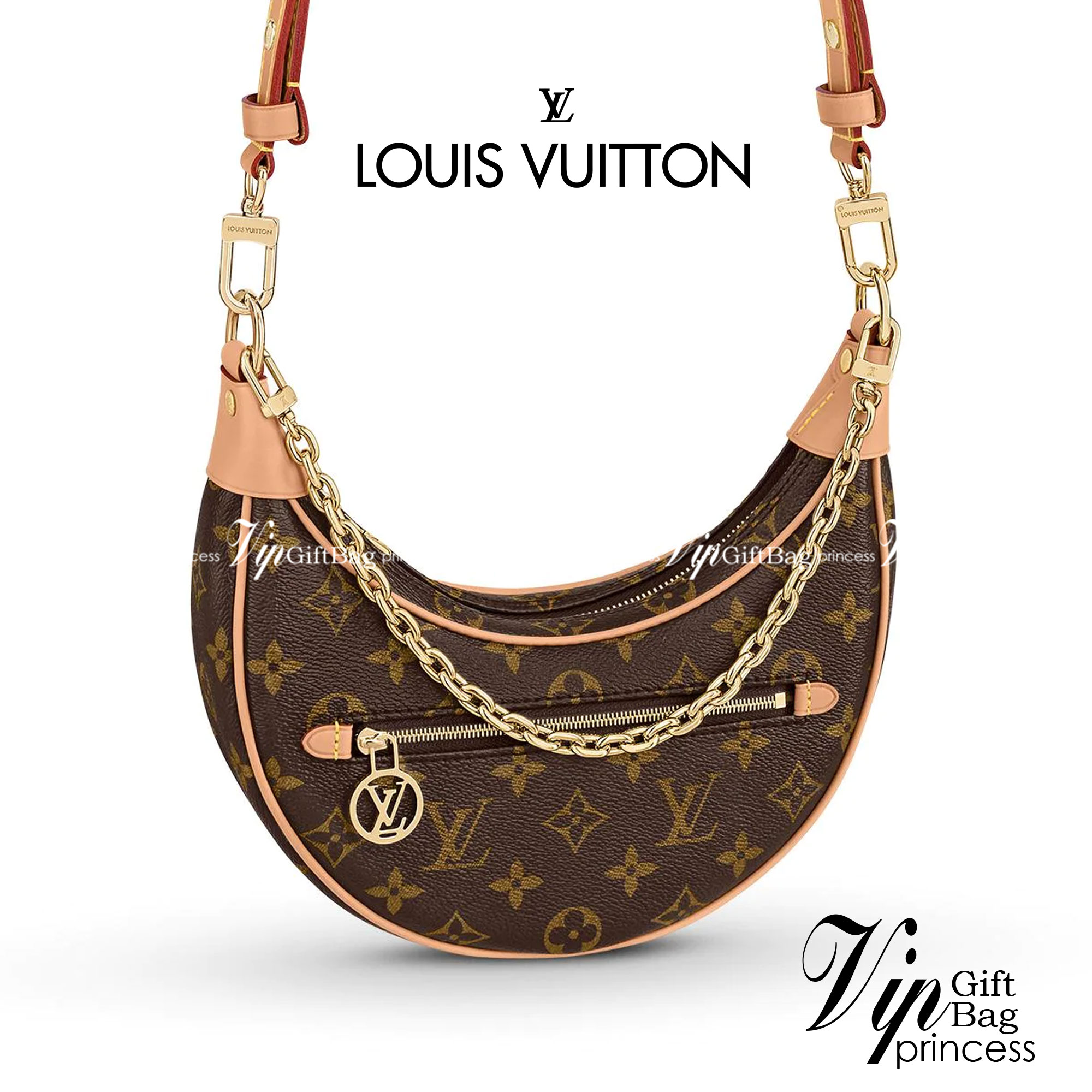 หนังแท้ LOUIS VUITTON LOOP BAG / LV MONOGRAM LOOP พร้อมส่งที่ไทย กระเป๋าสะพายรูปทรงกะทัดรัดและสายโซ่สำหรับสะพายไหล่ รวมถึงสายหนังแบบสะพายข้าง กระเป๋าซิปด้านหน้าปิดด้วยตัวดึงซิป LV Circle งานหนังแท้ทั้งใบ ออริจินอลเกรด ภาพสินค้าถ่ายจากงานขายจริง ใช้งานต่าง