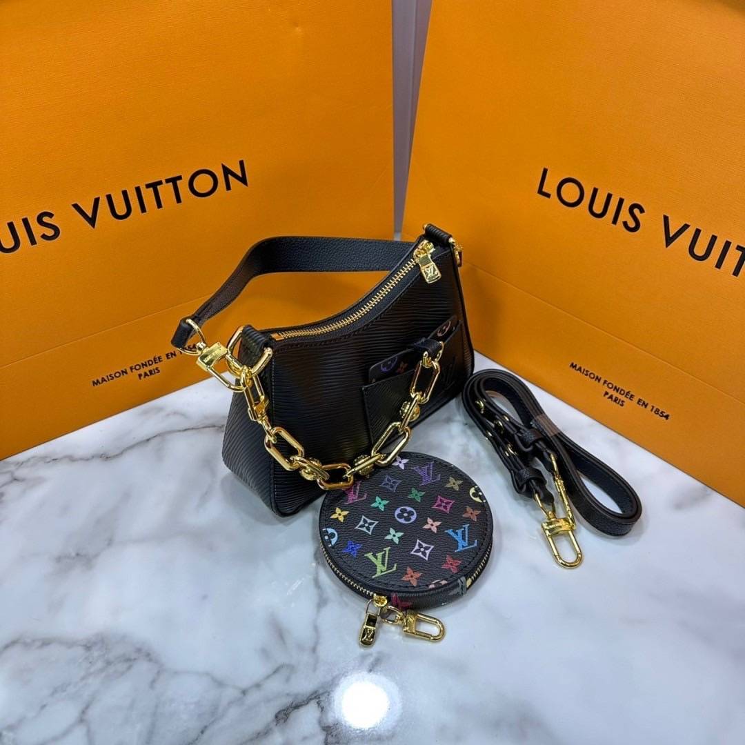 ORI หนังแท้ | LV x TM Marellini bag กระเป๋าสะพายหนัง Epi ตกแต่งดีเทล Monogram Multicolor โดดเด่นด้วยดีไซน์ที่ผสานความสง่างามและความทันสมัย เรียบหรู ถือออกงานได้สบายๆ