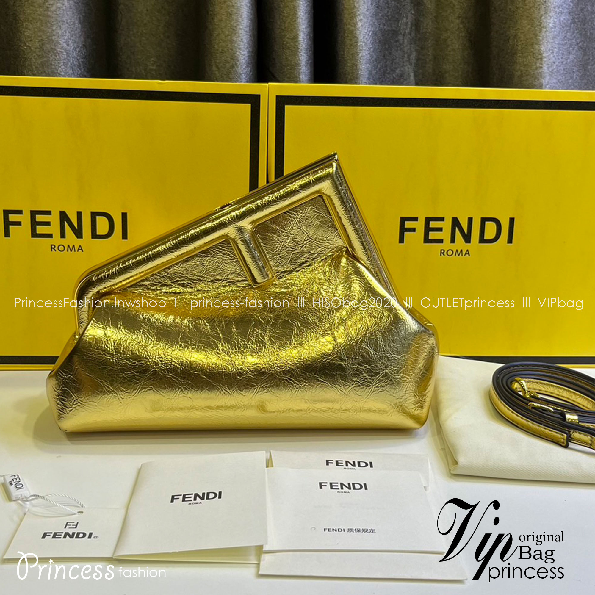 พร้อมส่ง 6 สี FENDI First Midi bag กระเป๋าทรงคลัชมาพร้อมสายสะพาย รูปลักษณ์สวยงามทันสมัย 🧡 เกรดออริจินอล 1:1 สลับแท้ ใช้งานต่างประเทศได้