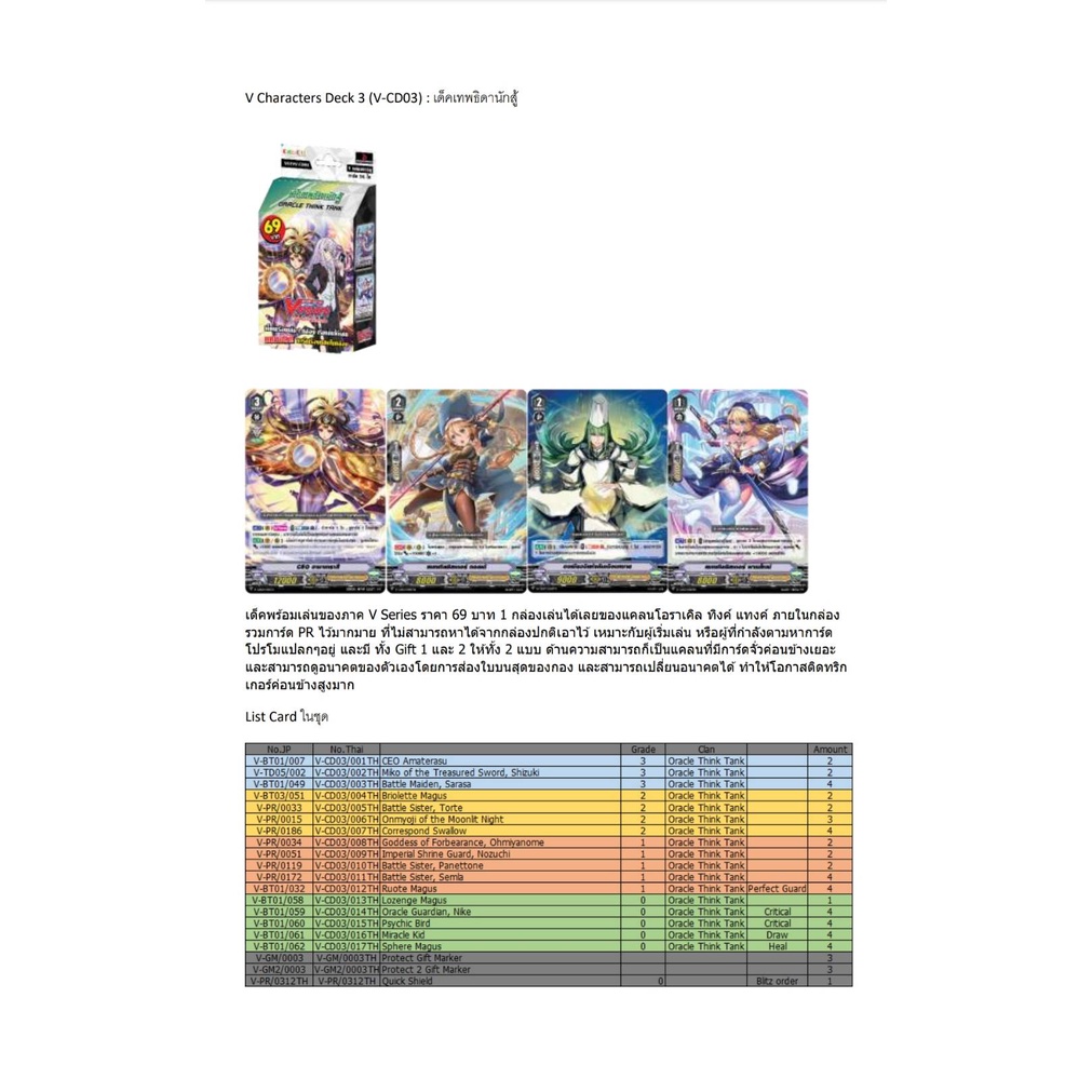 แวนการ์ด VG-V-CD03 ออร่าเคิล ชุดพร้อมเล่น 56 ใบ