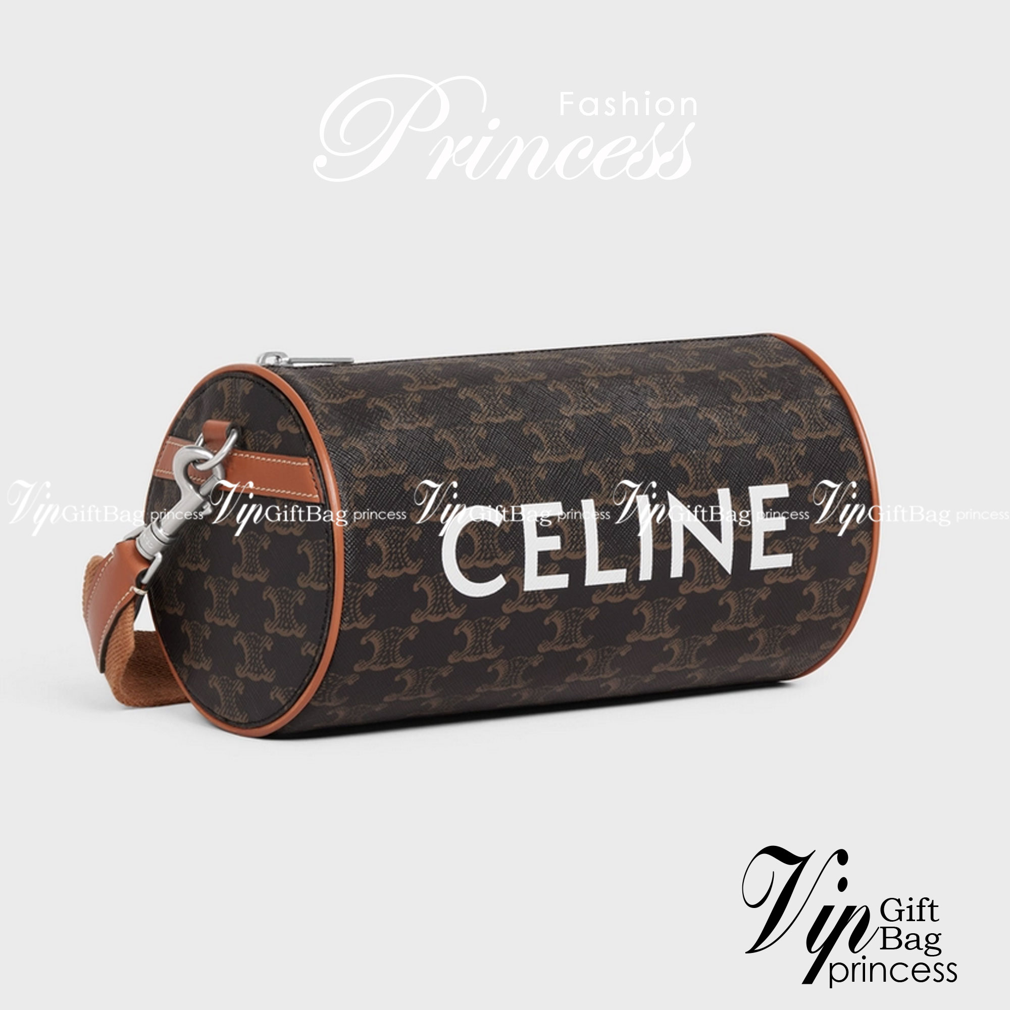 ORI CELINE cylinder bag in TRIOMPHE CANVAS Tan เกรดออริจินอล หนังแท้ พร้อมส่งที่ไทย ภาพถ่ายจากงานขายจริง ใช้งานต่างประเทศได้