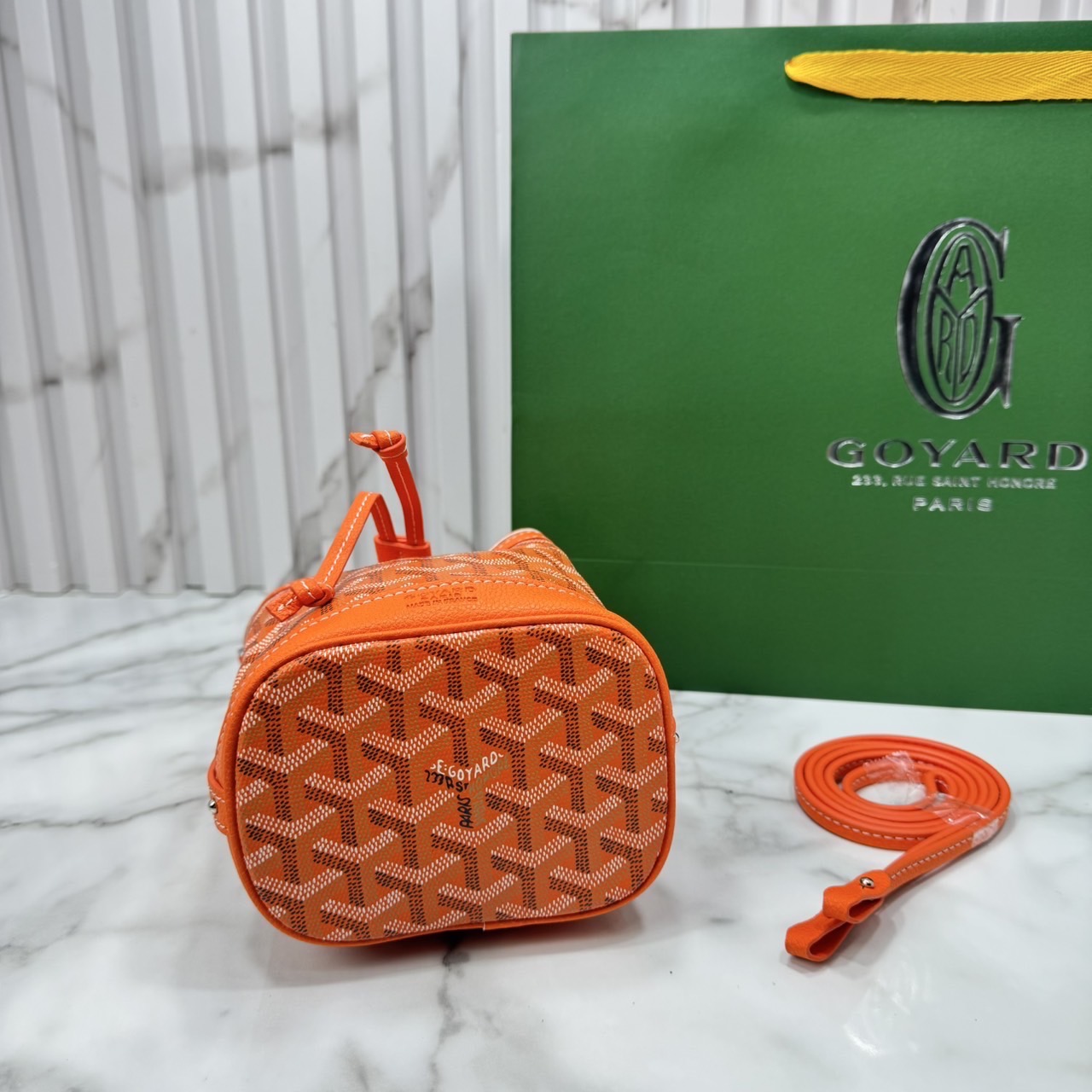 RI หนังแท้ | Goyard Petit Flot Mini bucket bag กระเป๋าสะพายทรงบัคเก็ต ไซส์มินิ ดูผู้ดีในตัว วัสดุหนังแคนวาสพิมพ์ลายสวยคม