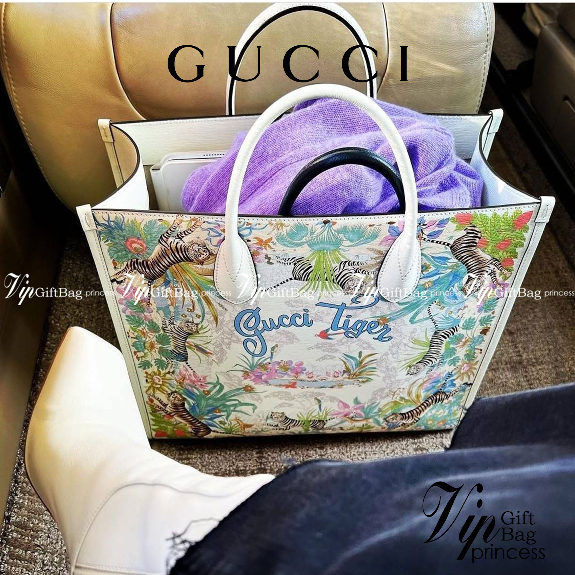 GUCCI TOTE BAG คอลเลคชั่นปีเสืออีกหนึ่ง สวยม้ากก!! กับกระเป๋าทรงโท้ท วีไอพีพรีเมี่ยมกิ๊ฟ ไซส์ใหญ่ โดดเด่นด้วยลวดลายไม่ซ้ำใคร สวยเอกลักษณ์ วัสดุหนังแคนวาส พรินท์ลายเต็มใบ ภายในโล่งกว้างมาก ใส่ของแบบแน่นๆ จุๆไปได้เลย หมดห่วง!! และยังมีสายครอสบอดี้มาให้ จะสะ