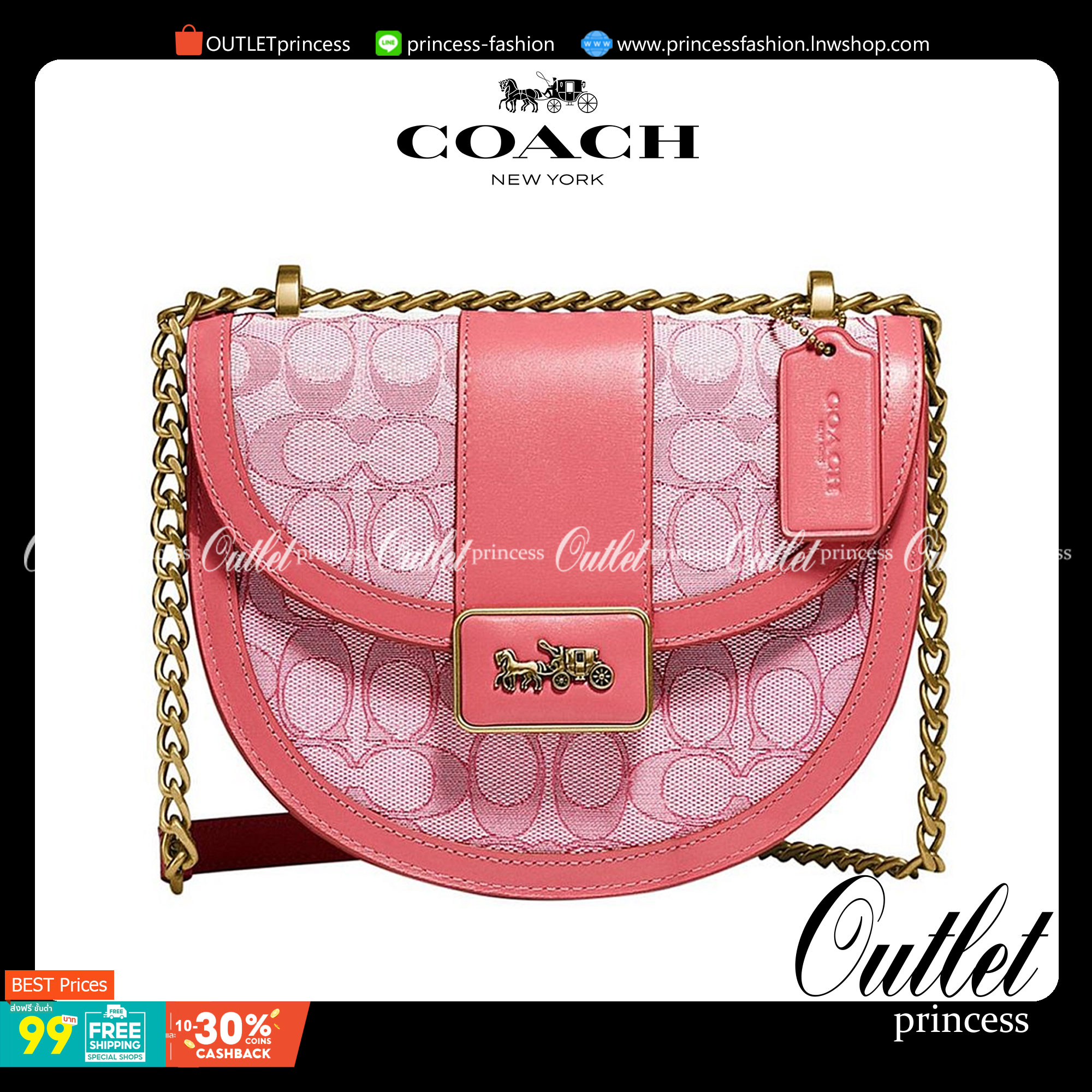 COACH ALIE SADDLE BAG JACQUARD IN SIGNATURE ((C4694//C3464)) พร้อมส่งที่ไทย รุ่นใหม่ล่าสุดค่ะ! กระเป๋าสะพายข้าง//ครอสบอดี้ร์//หรือทบสายคู่สะพายไหล่ได้ค่ะ วัสดุJacquard+หนังแท้ ได้สวยงามลงตัวมากๆ เปิดปิดกระเป๋าแบบกดล็อค มีอะไหล่โลโก้แบรนด์โดดเด่นปนคลาสสิค