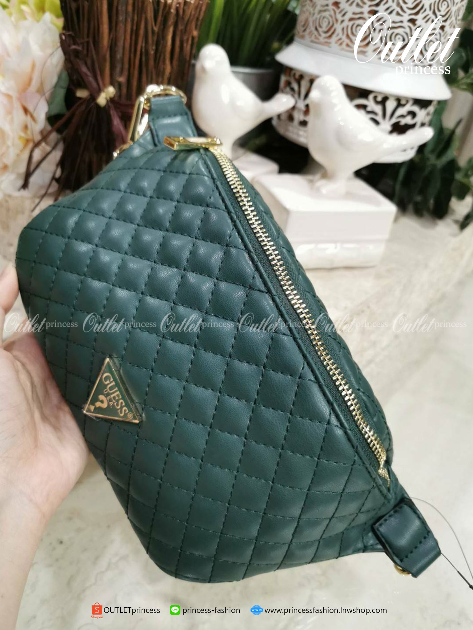 ของแท้ 100% Guess Woman Factory Belt Bag กระเป๋าสะพาย/คาดเอว/คาดอก รุ่นใหม่ดีไซน์ยอดนิยม สีเขียว