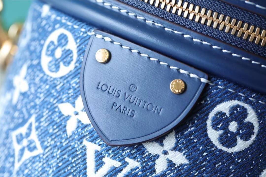 LV Cannes Navy Blue Denim Jacquard / LV Bucket Bag เกรดใช้งานสลับใบจริงได้ เทพออริจินอล เนื้องานสวยงาม หนังแท้ ภาพสินค้าถ่ายจากงานขายจริงใช้งานต่างประเทศได้