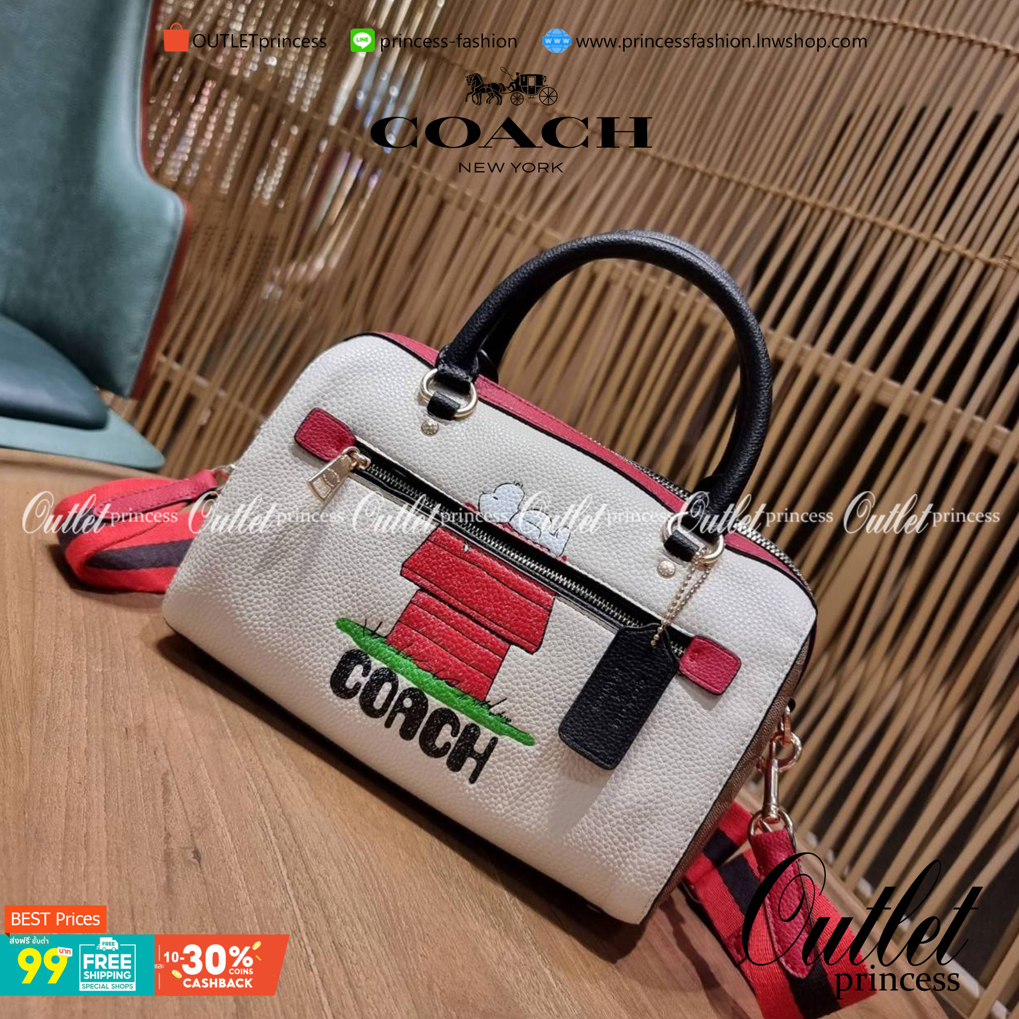 LIMITED EDITION💥 🌈สวย+คุณภาพ สินค้าต้องมีค่า Coach X Peanuts Rowan Satchel With Snoopy ((C6164)) พร้อมส่งที่ไทย ใหม่ล่าสุด ห้ามพลาดค่าา! สวยกันให้สุด กับกระเป๋าทรงหมอน ขนาดกลางกำลังดี หนังแท้นิ่ม ลายหนังสวยงามมากๆค่ะ 🔺ด้านหน้ามีโลโ