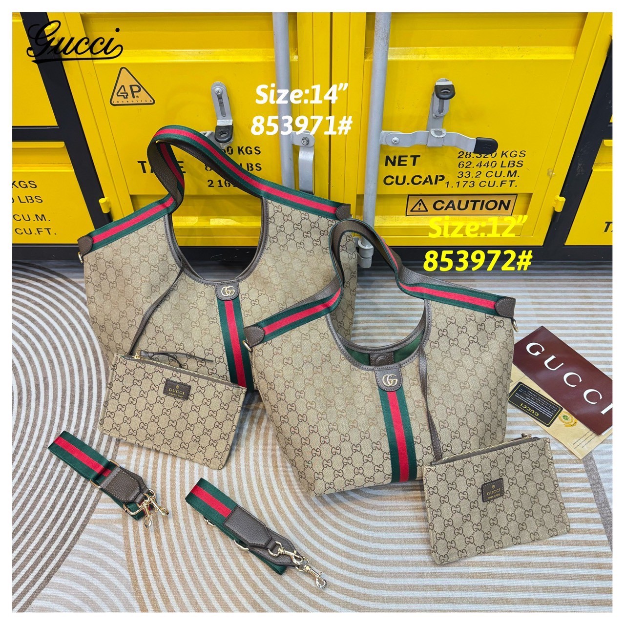 Gucci Giglio medium tote bag กระเป๋าทรงสะพายทรงโท้ท ดีไซน์ใหม่ล่าสุด สวยหรู่เท่มาก มาพร้อมใบเล็กเข้าเซ็ท พร้อมสายสะพายยาวเขียวแดงเป็นเอกลักษณ์