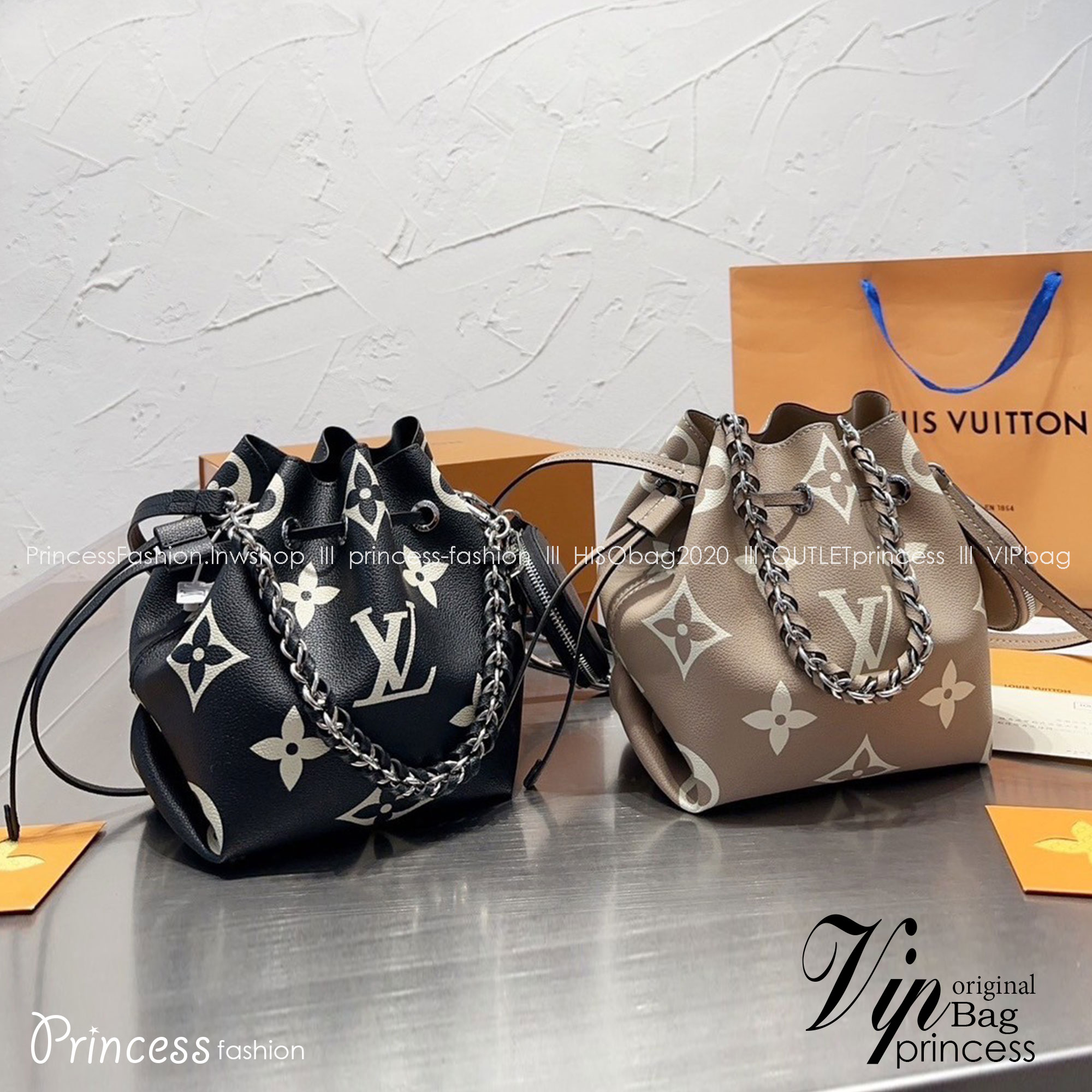LV Neonoe Monogram Flowers 8" / LV Bucket Bag กระเป๋าสะพายทรงบัคเก็ต โดดเด่นด้วยการตกแต่งสายโซ่สลับหนัง รูดเปิด-ปิดปากกระเป๋าด้วยเส้นหนัง ภายในแบ่งสัดส่วนไว้สวย จุของได้ครบถ้วน แนะนำใช้เป็น everyday bag ได้เลยจ้า
