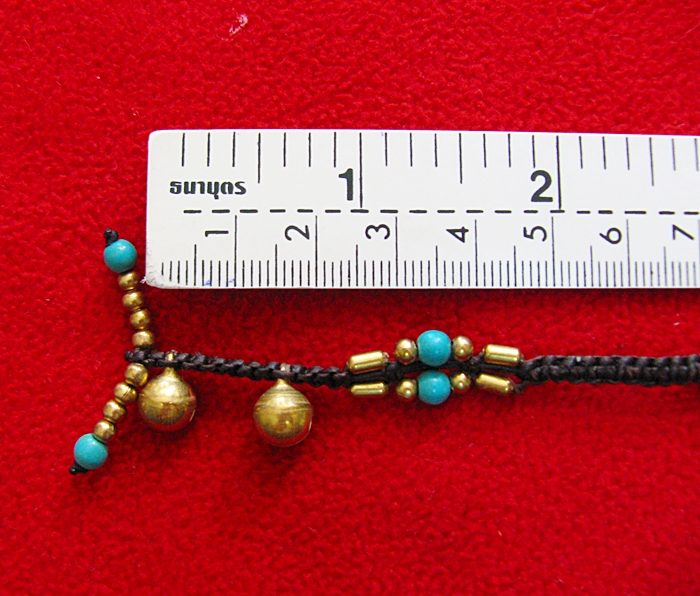 สร้อยข้อเท้าเชือกเทียนหินเทอร์คอยส์สีฟ้าลูกปัดทองเหลืองตุ้งติ้งรูปช้างค่ะ