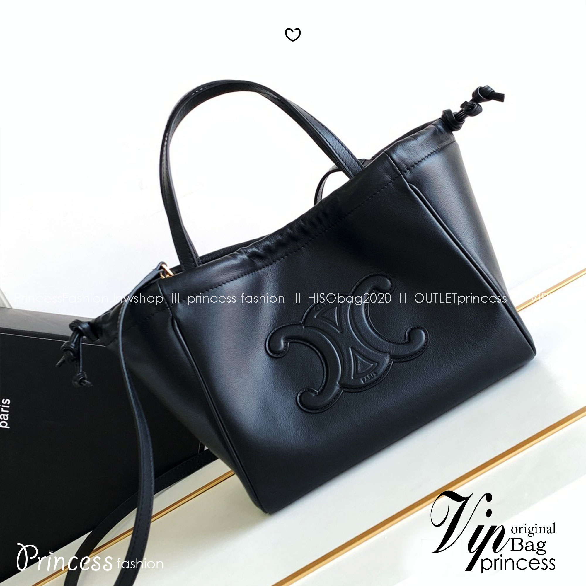 CELINE Small Cabas Drawstring Cuir Triomphe / CELINE TOTE BAG กระเป๋าทรงโท้ทน่ารักน่าใช้ ตัวกระเป๋าหนังนุ่มมาก ปากกระเป๋าเป็นหูรูดดึงปรับทรงได้สองแบบสองสไตล์