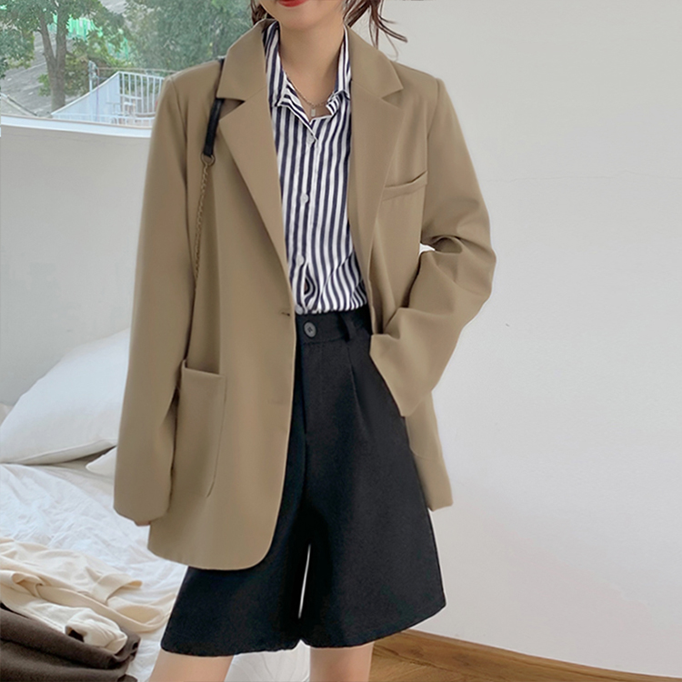 พร้อมส่ง 🧽🧸 Warinta blazer สูทแขนยาวผ้าคอตตอนเนื้อดีสีน้ำตาลสุภาพ (IN36684)