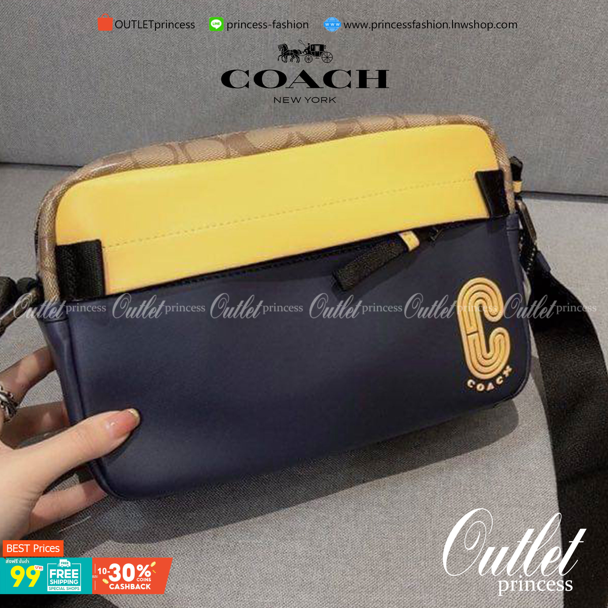 COACH EDGE CROSSBODY IN SIGNATURE CANVAS กระเป๋าสะพายครอสบอดี้ร์ วัสดุหนังแท้ หนังนิ่มอย่างดีค่ะ ด้านหน้ามีช่องซิปซ่อนให้หนึ่งช่อง เปิดปิดช่องหลักแบบซิปคู่ภายในกว้าง ใส่ของได้จุเลยนะคะ มีช่องซิปและช่องเล็กให้อีก2ช่อง;ด้านหลังกระเป๋าเป็นช่องโล่งใส่ของอีกช่