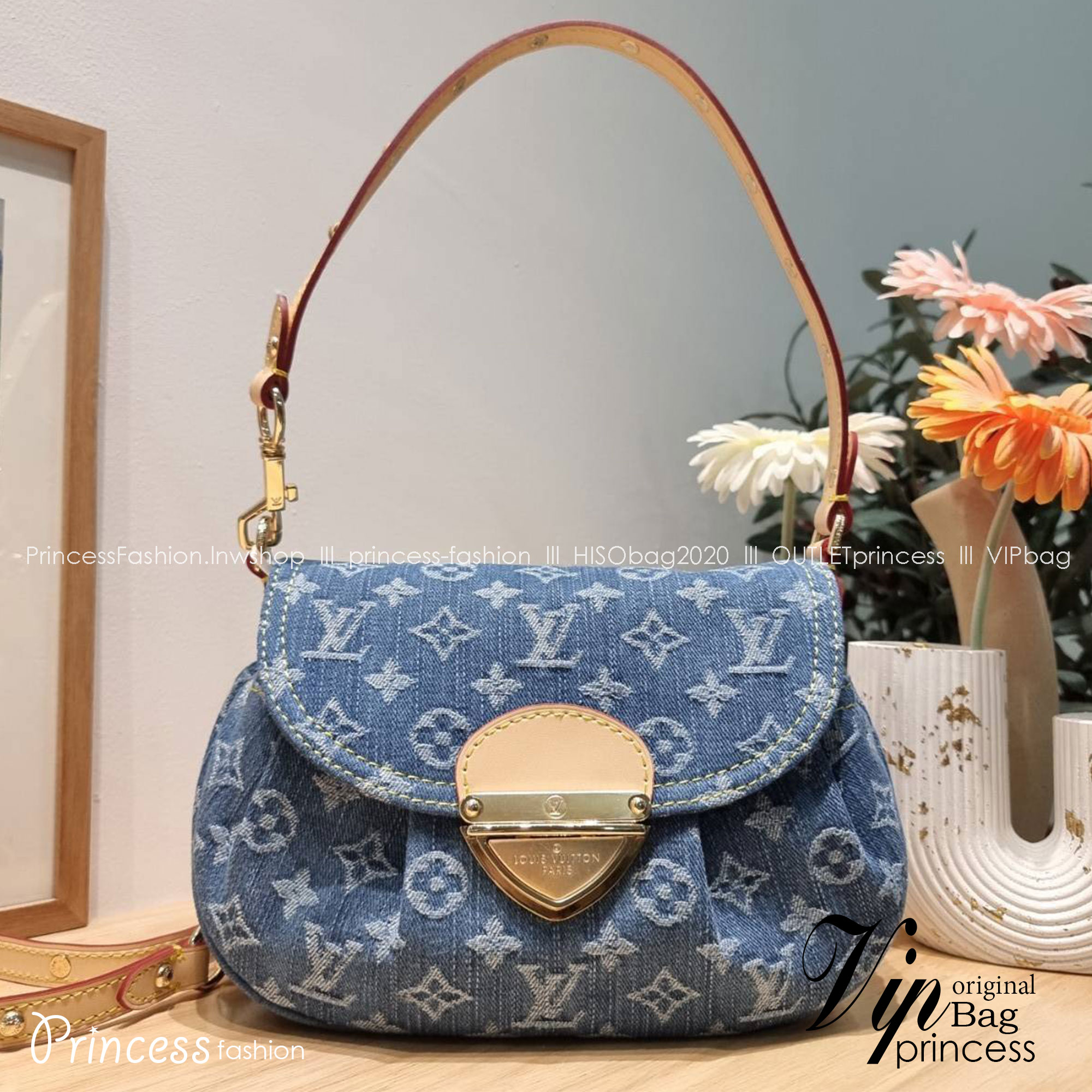 LV Sunset Denim Bag / LV Sunset Monogram Denim - Handbags แรงมากฉุดไม่อยู่ กับกระแสคอลใหม่ lvremix ดีไซน์แบบตัวมัม y2k รูปทรง baguette สวยดูแพง ใบนี้ก็ฉ่ำสุดๆ